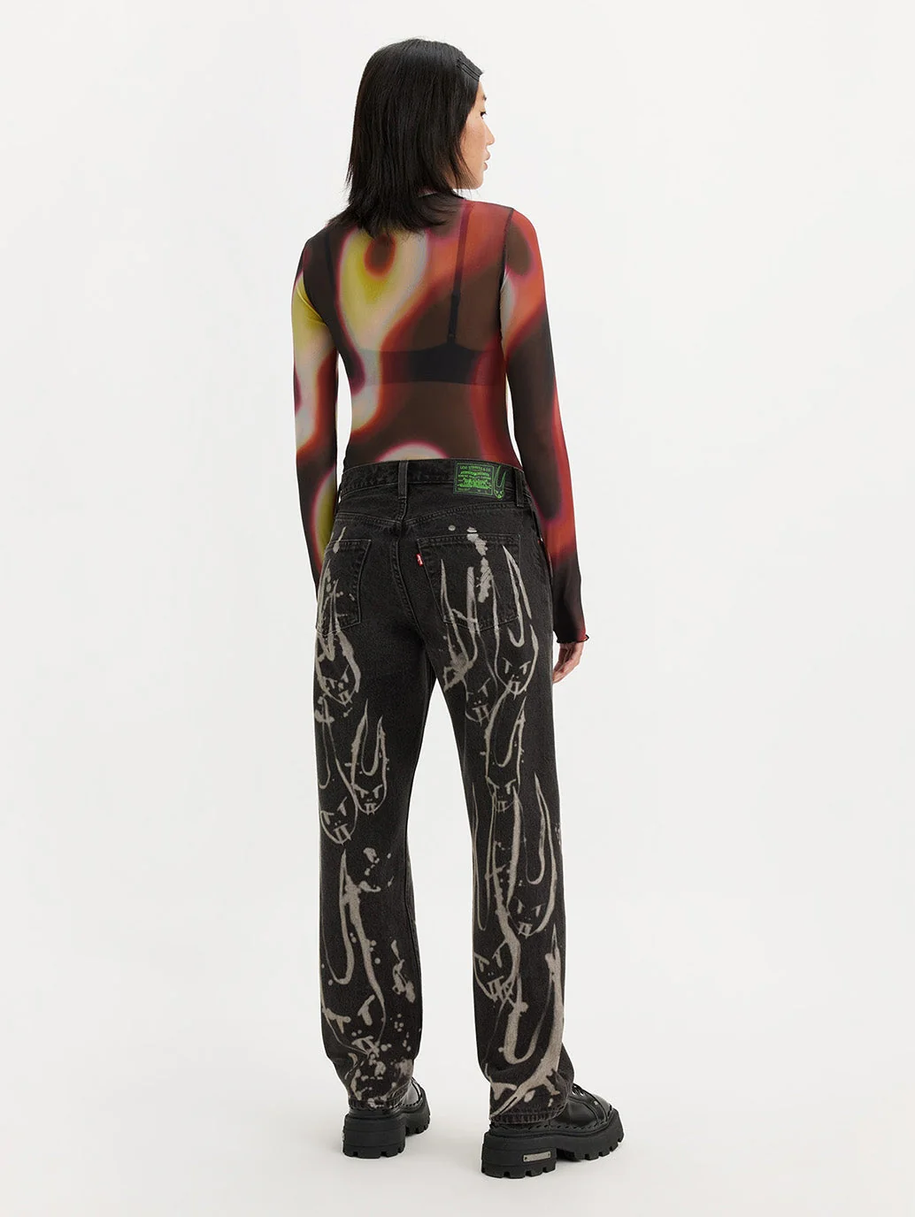 Women's 501 Black Straight Fit Mid Rise Jeans - Image 5