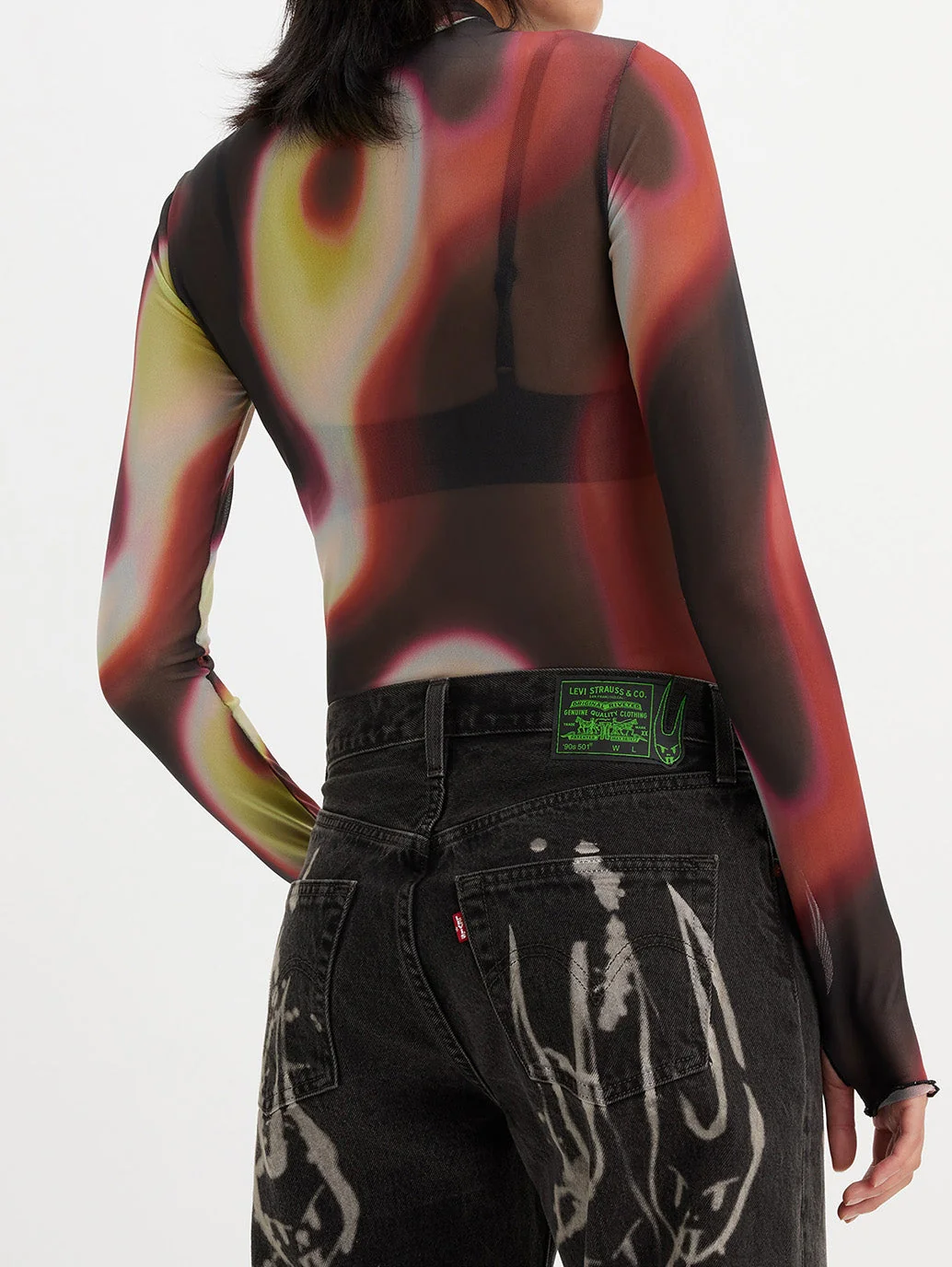 Women's 501 Black Straight Fit Mid Rise Jeans - Image 6