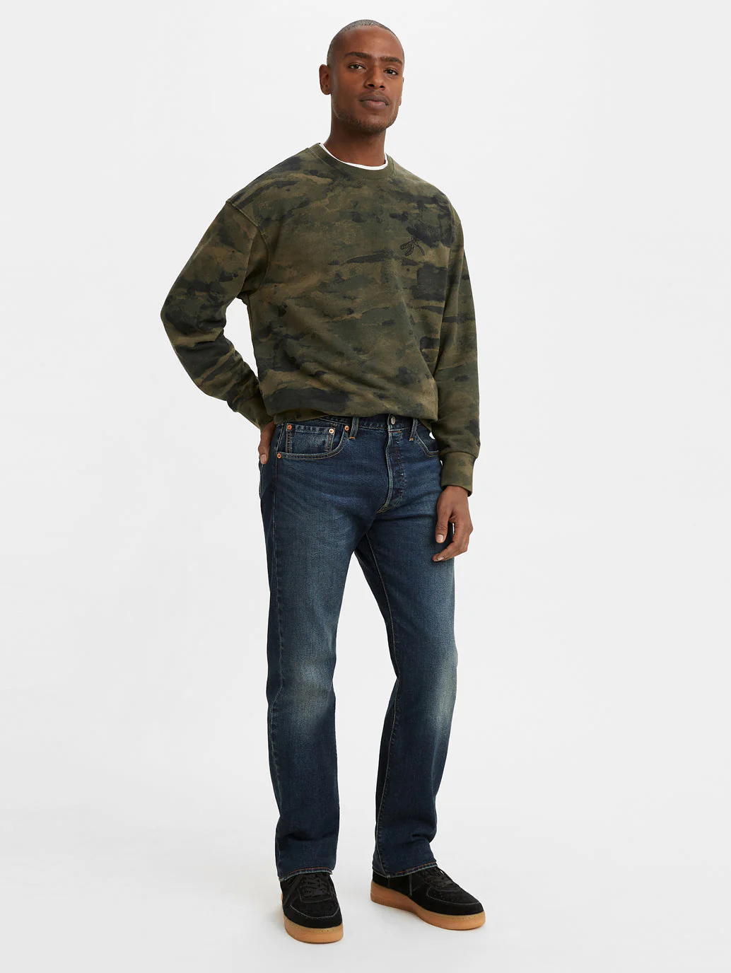Men's 501 Blue Straight Fit Mid Rise Jeans