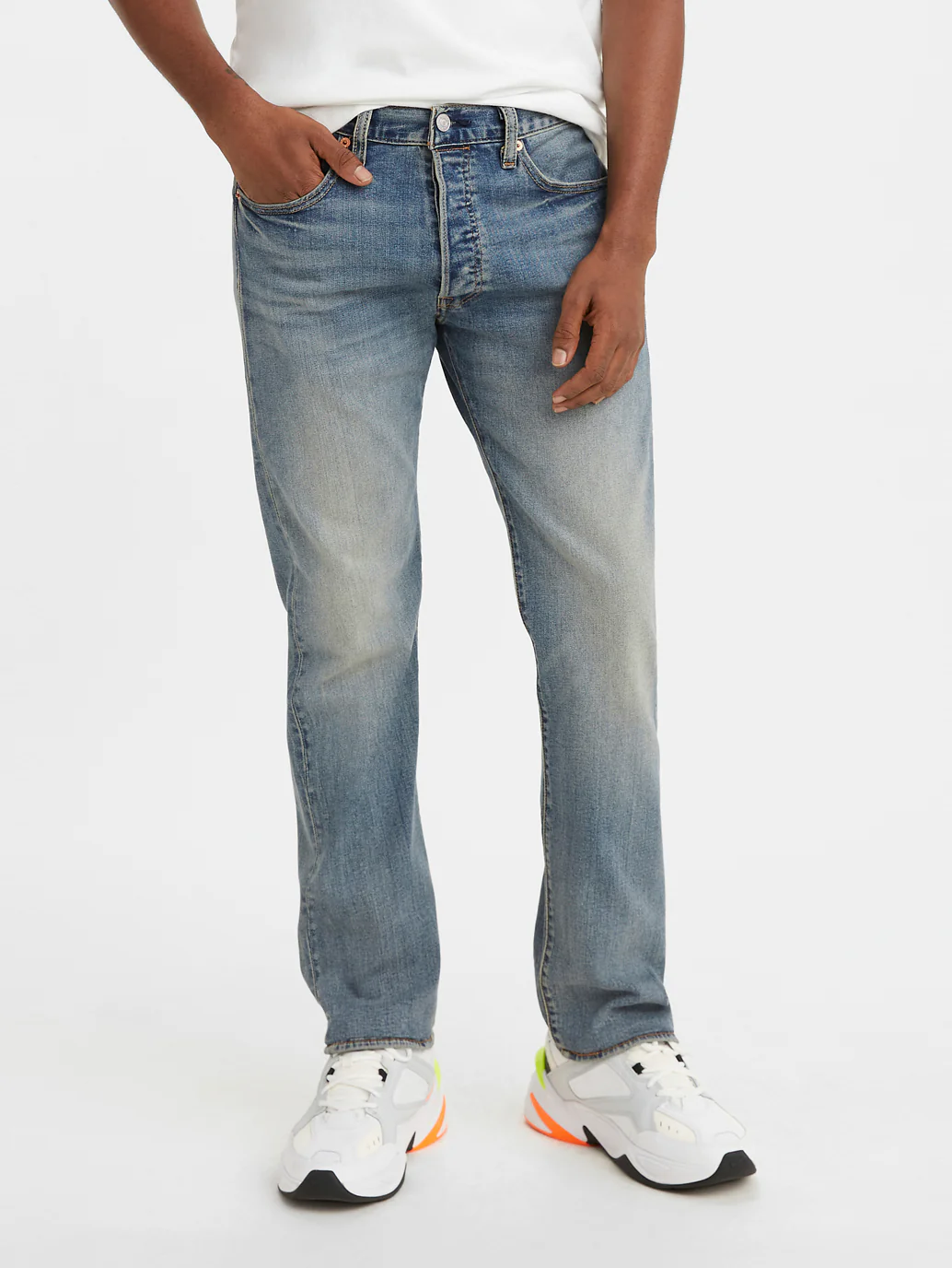 Men's 501 Blue Straight Fit Mid Rise Jeans - Image 2