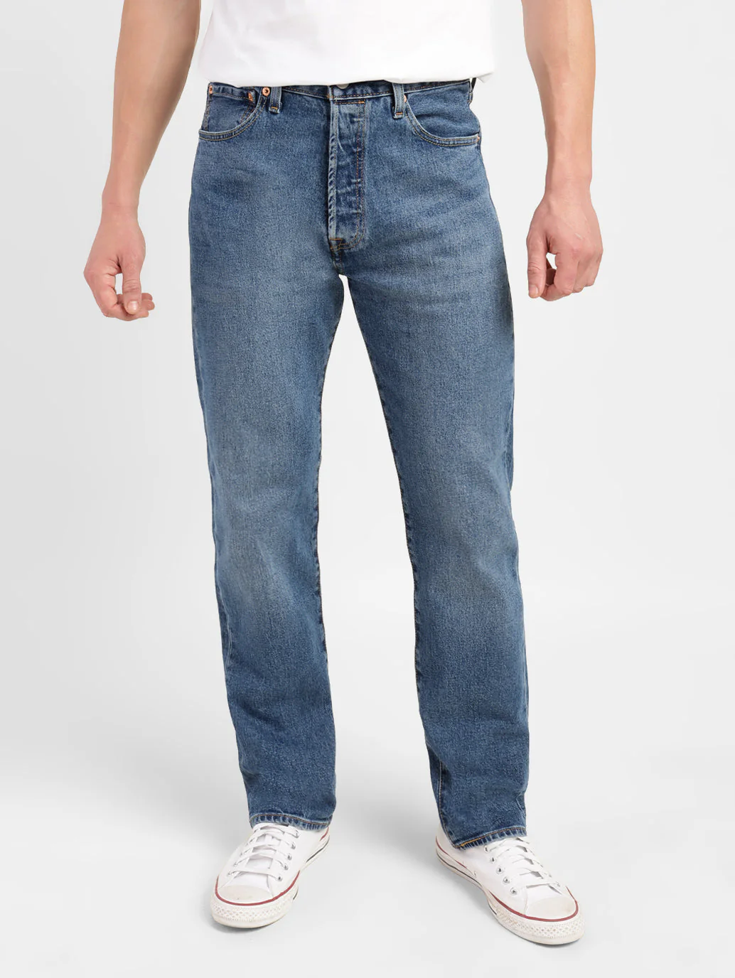 Men's 501 Blue Straight Fit Mid Rise Jeans - Image 2