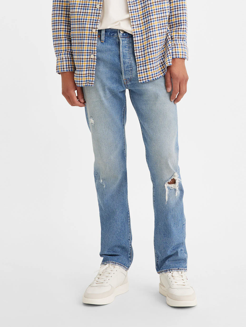 Men's 501 Blue Straight Fit Mid Rise Jeans - Image 3