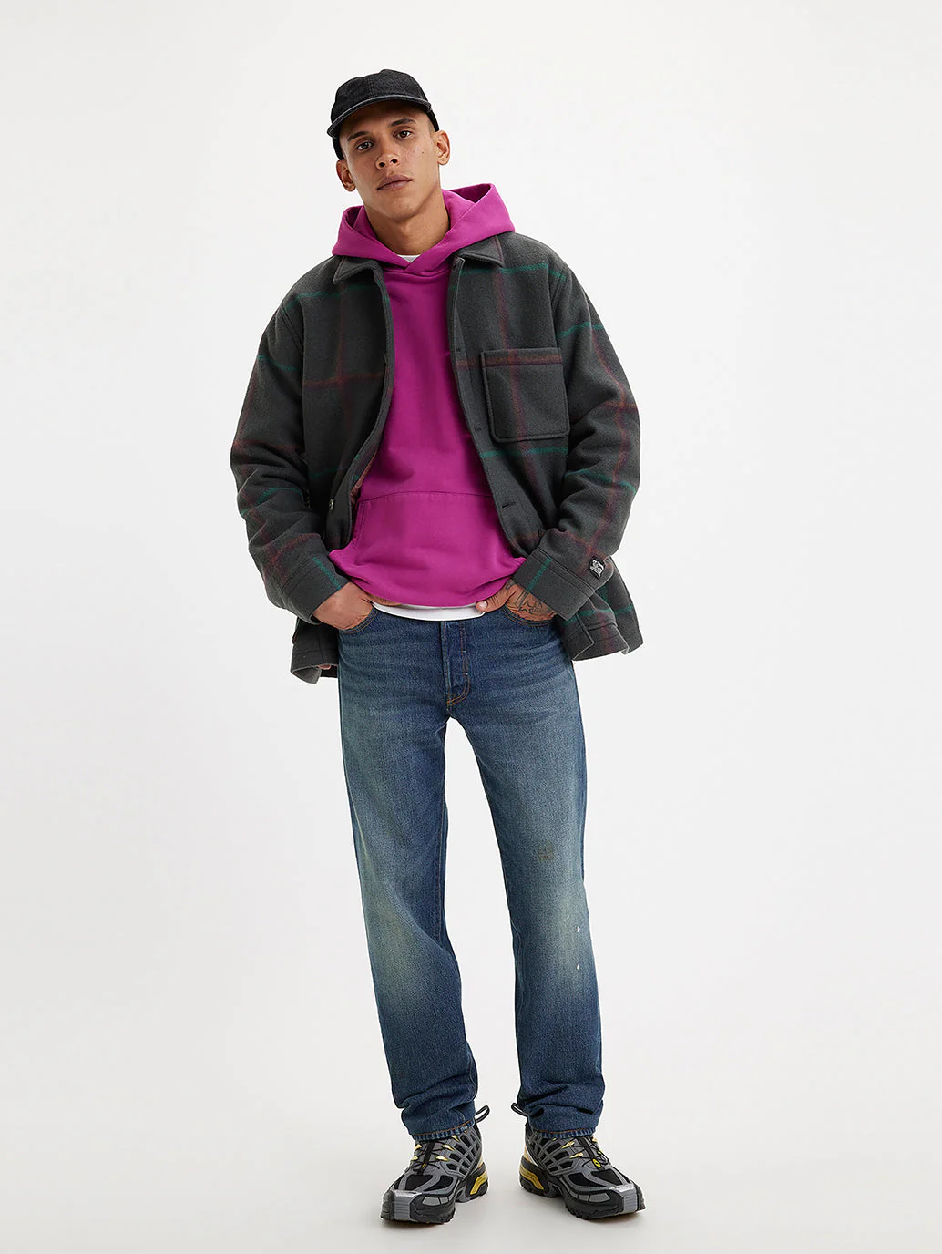 Men's 501 Blue Straight Fit Mid Rise Jeans