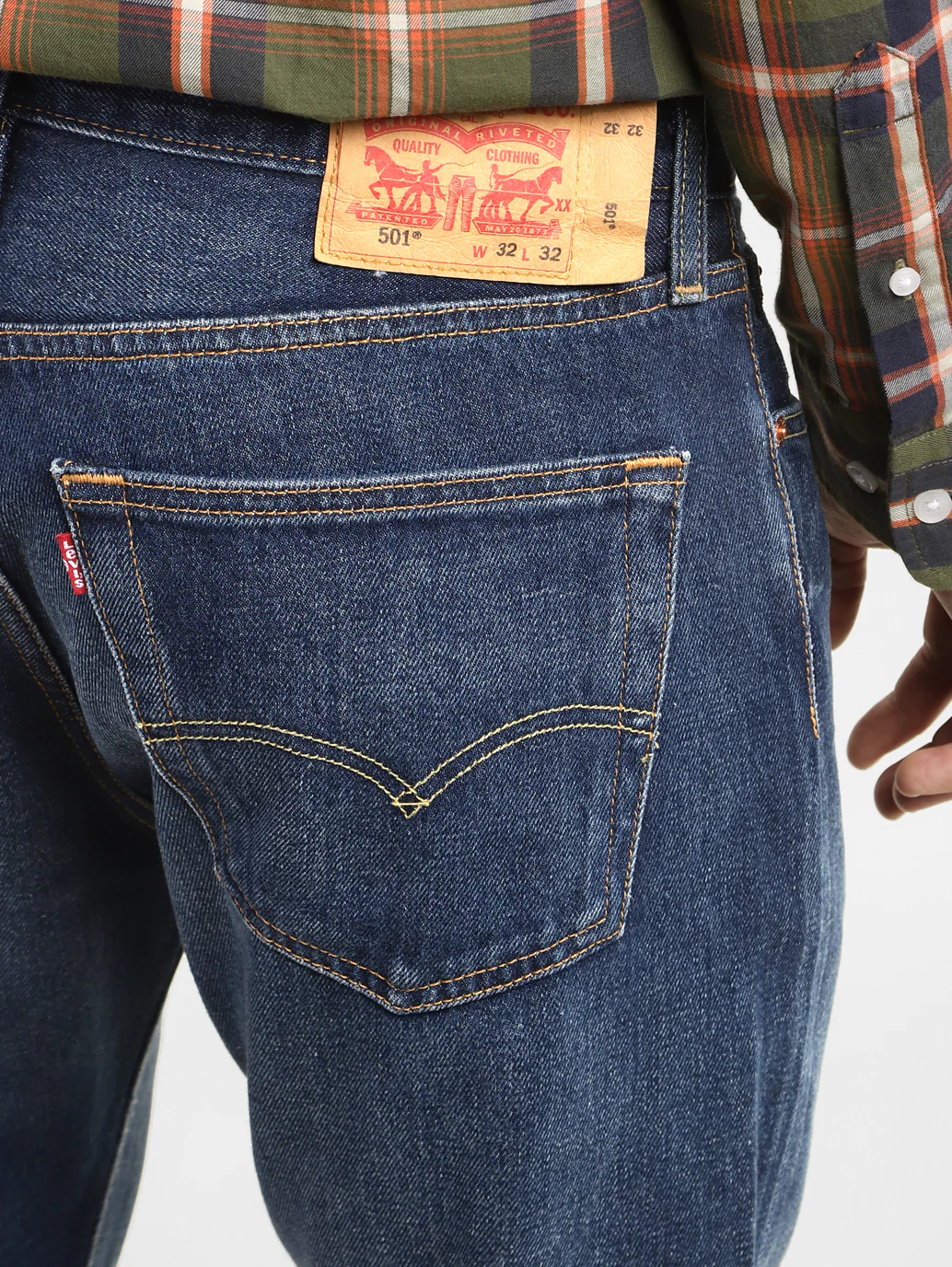 Men's 501 Blue Straight Fit Mid Rise Jeans - Image 7