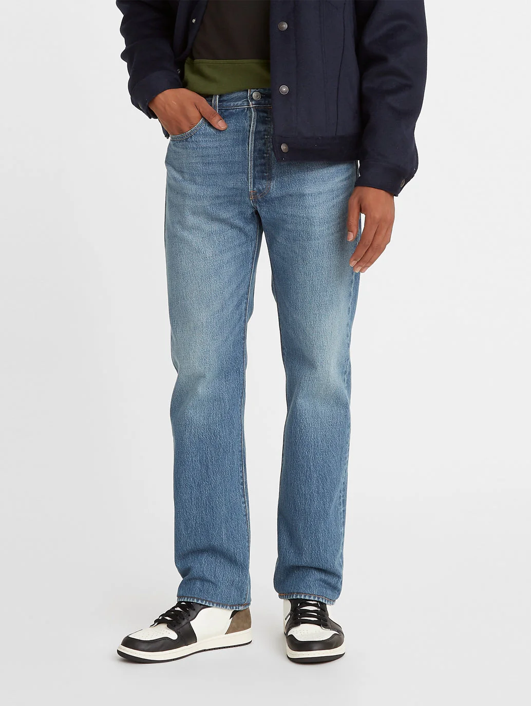 Men's 501 Blue Straight Fit Mid Rise Jeans - Image 3
