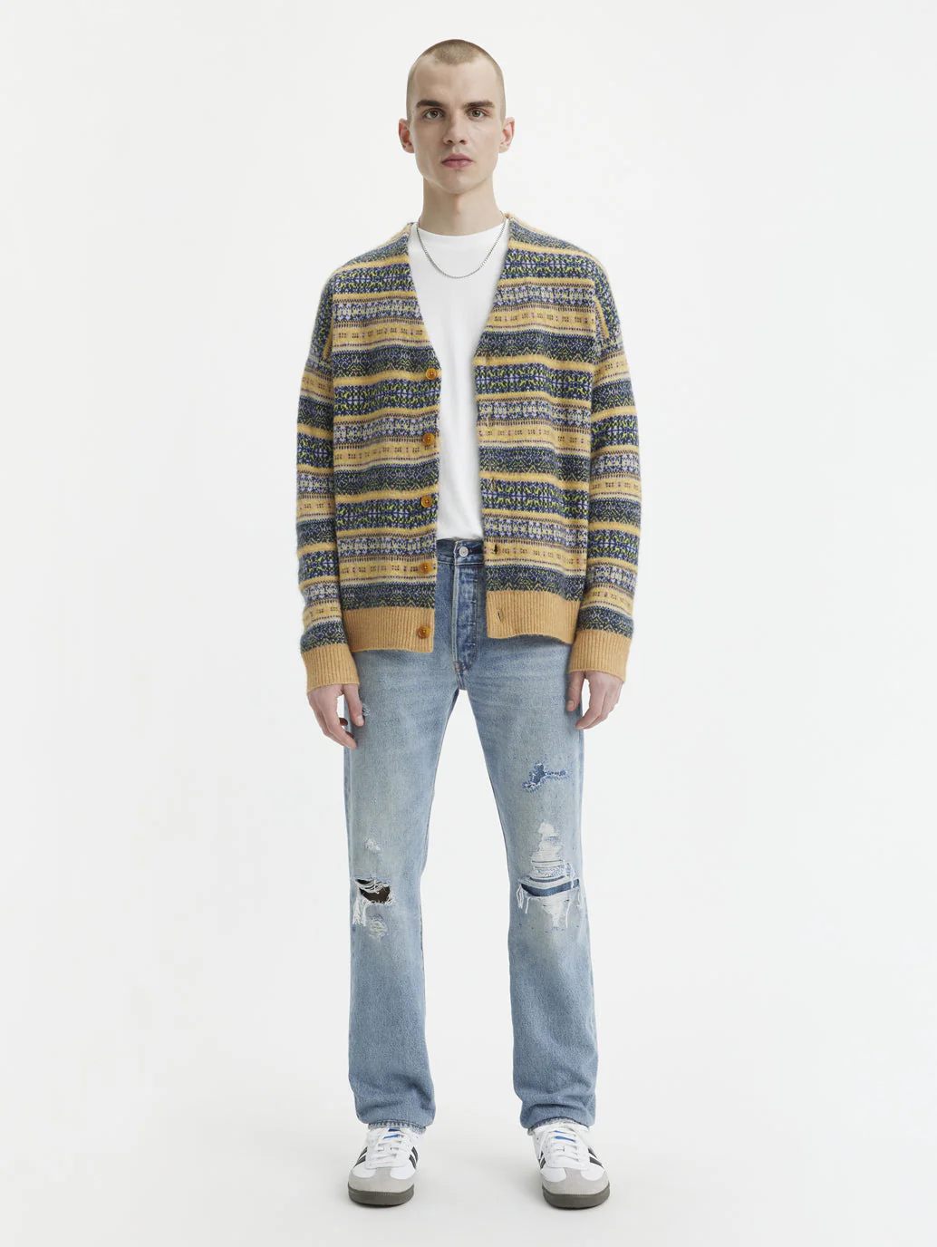 Men's 501 Blue Straight Fit Mid Rise Jeans