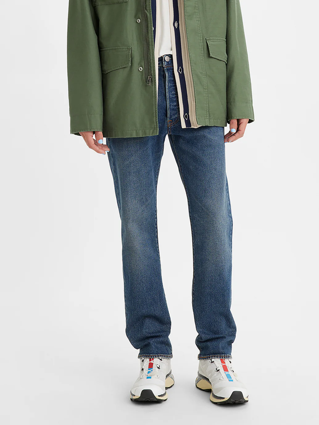 Men's 501 Blue Straight Fit Mid Rise Jeans - Image 3