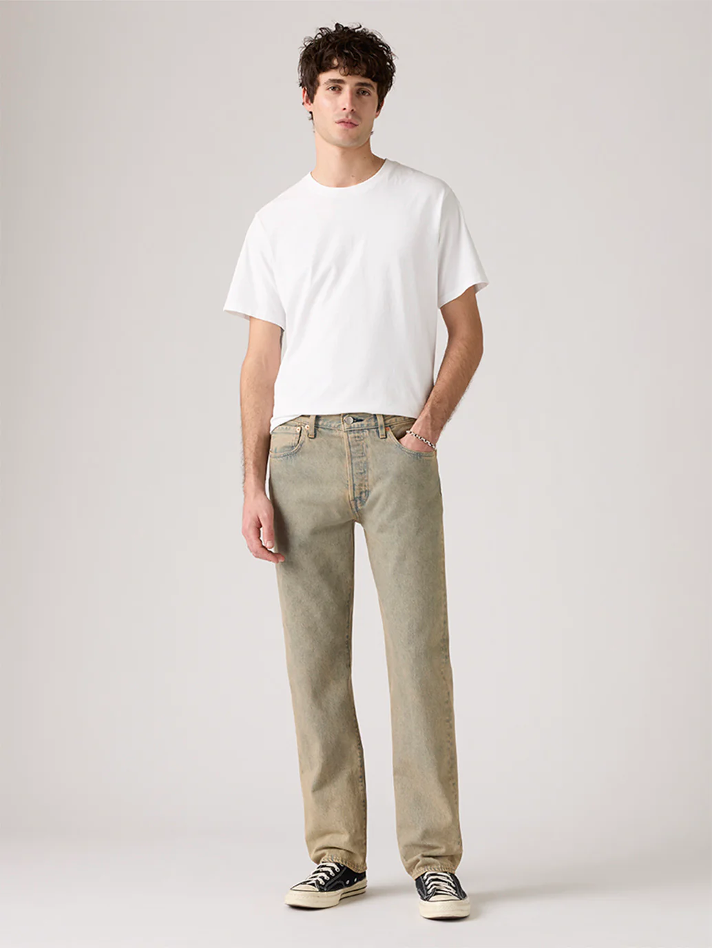 Men's Tinted 501 Grey Straight Fit Mid Rise Jeans