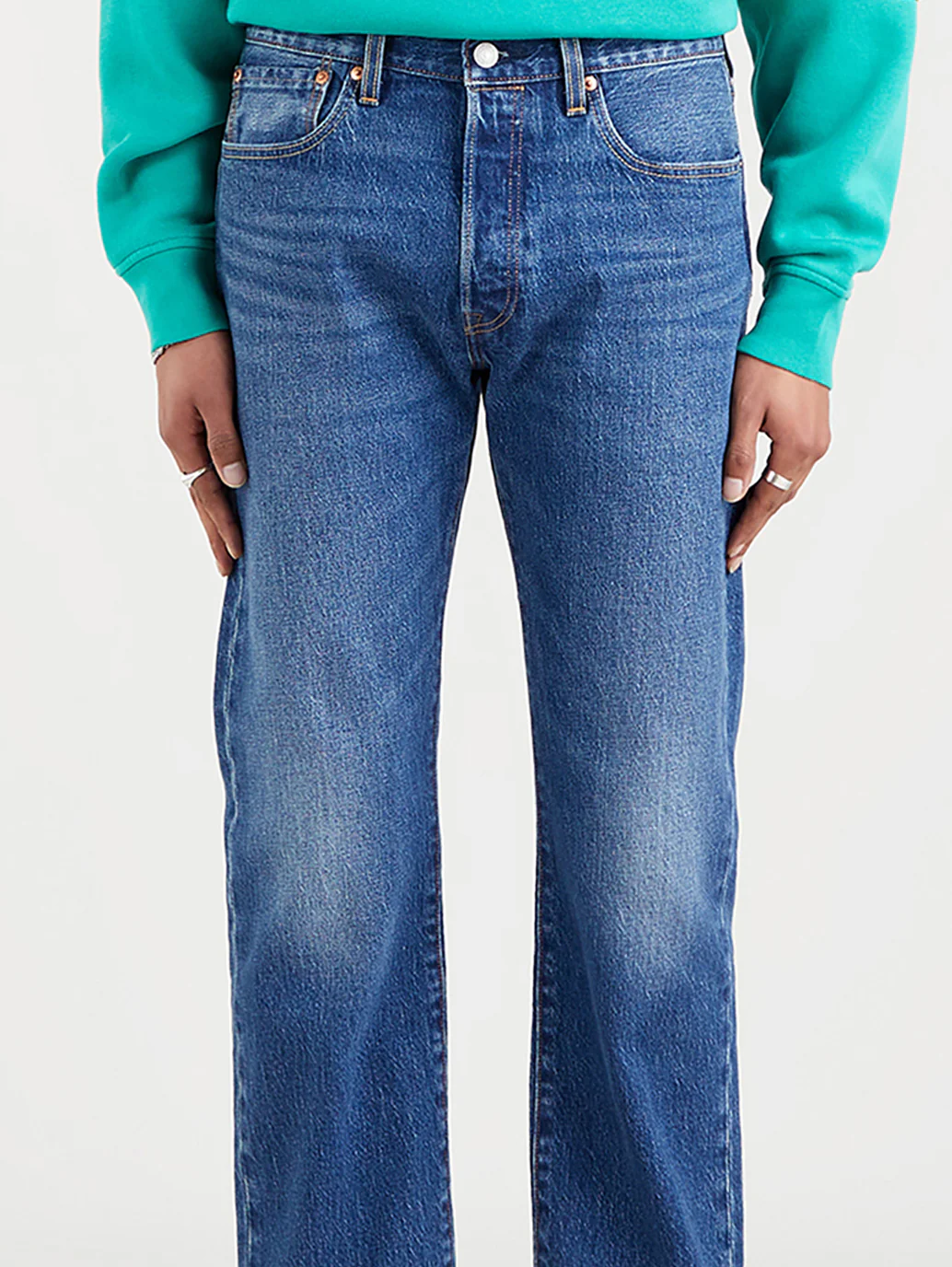 Men's 501 Blue Straight Fit Mid Rise Jeans - Image 5