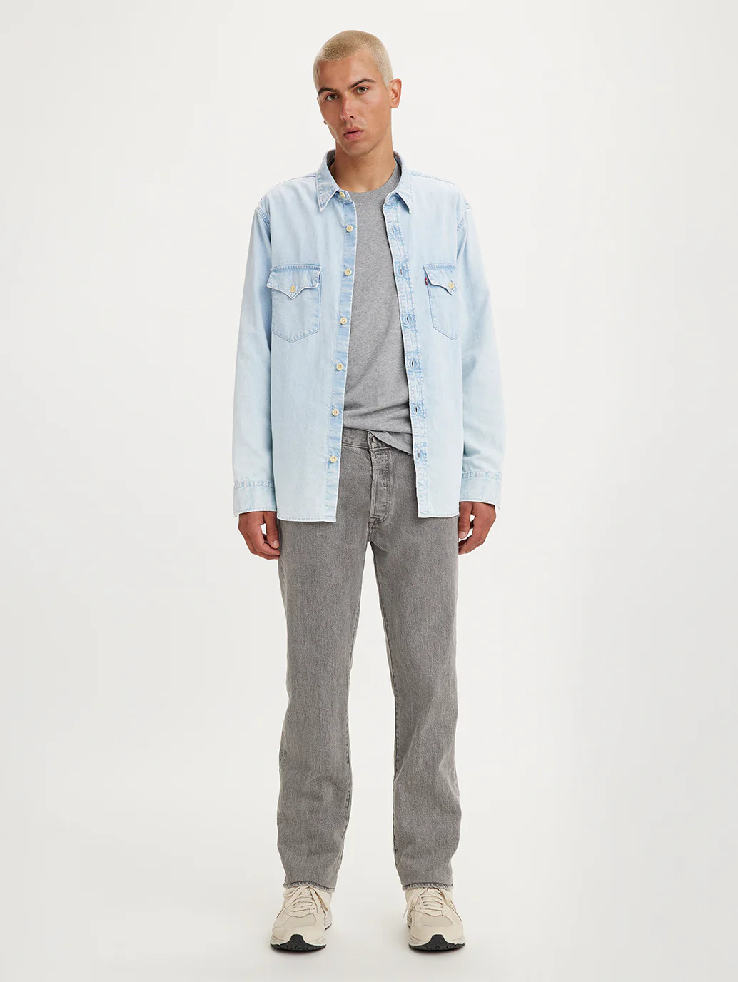 Men's 501 Grey Straight Fit Mid Rise Jeans