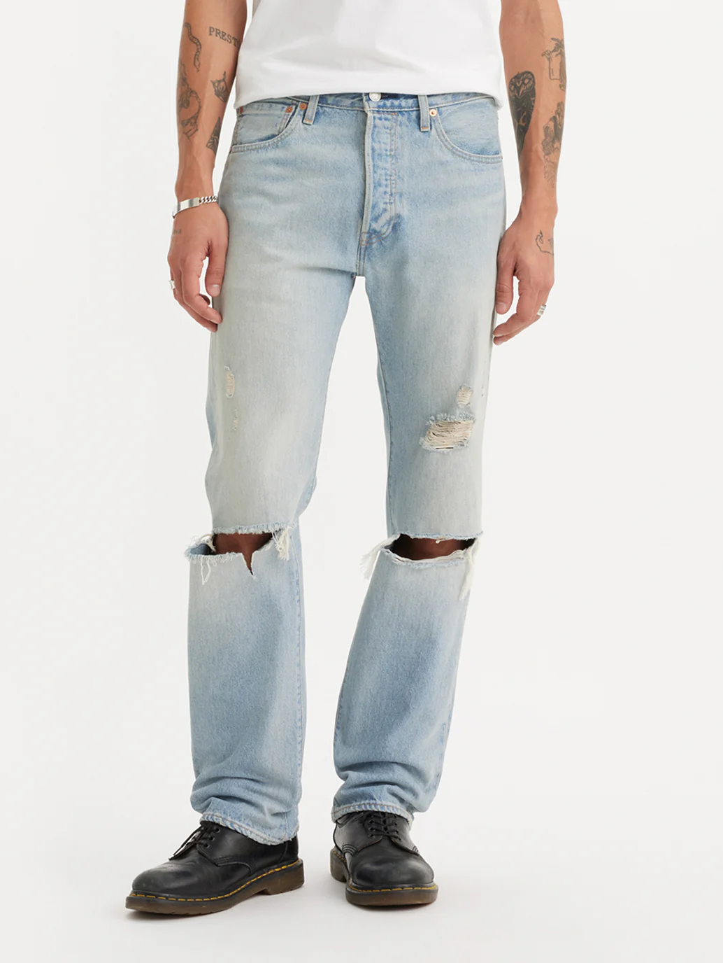 Men's 501 Blue Straight Fit Mid Rise Jeans - Image 3