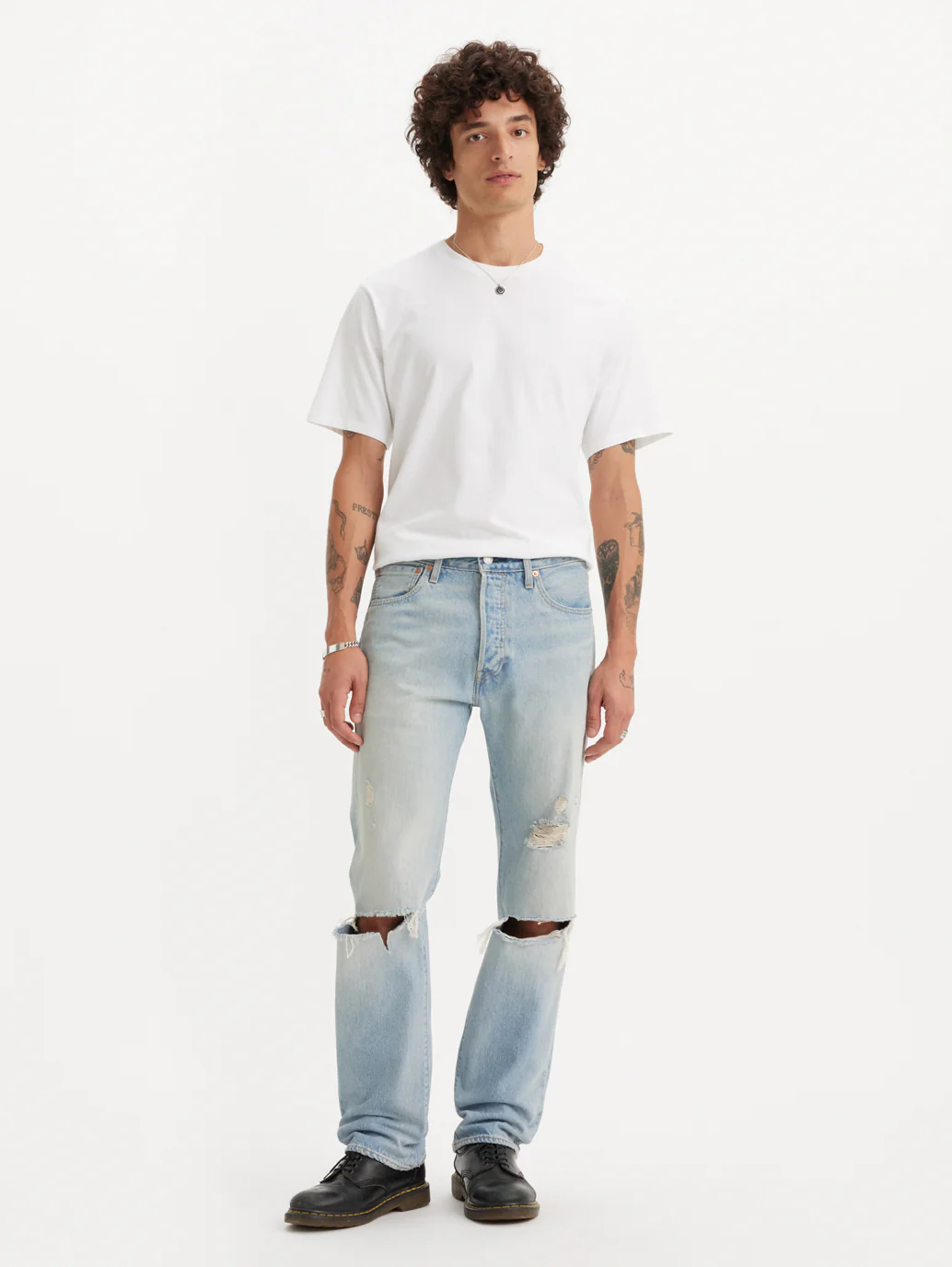 Men's 501 Blue Straight Fit Mid Rise Jeans - Image 5