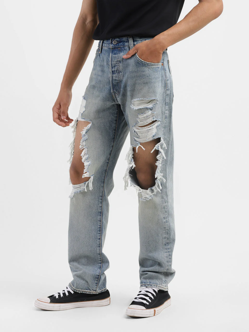 Men's 501'93 Blue Straight Fit Mid Rise Jeans - Image 5