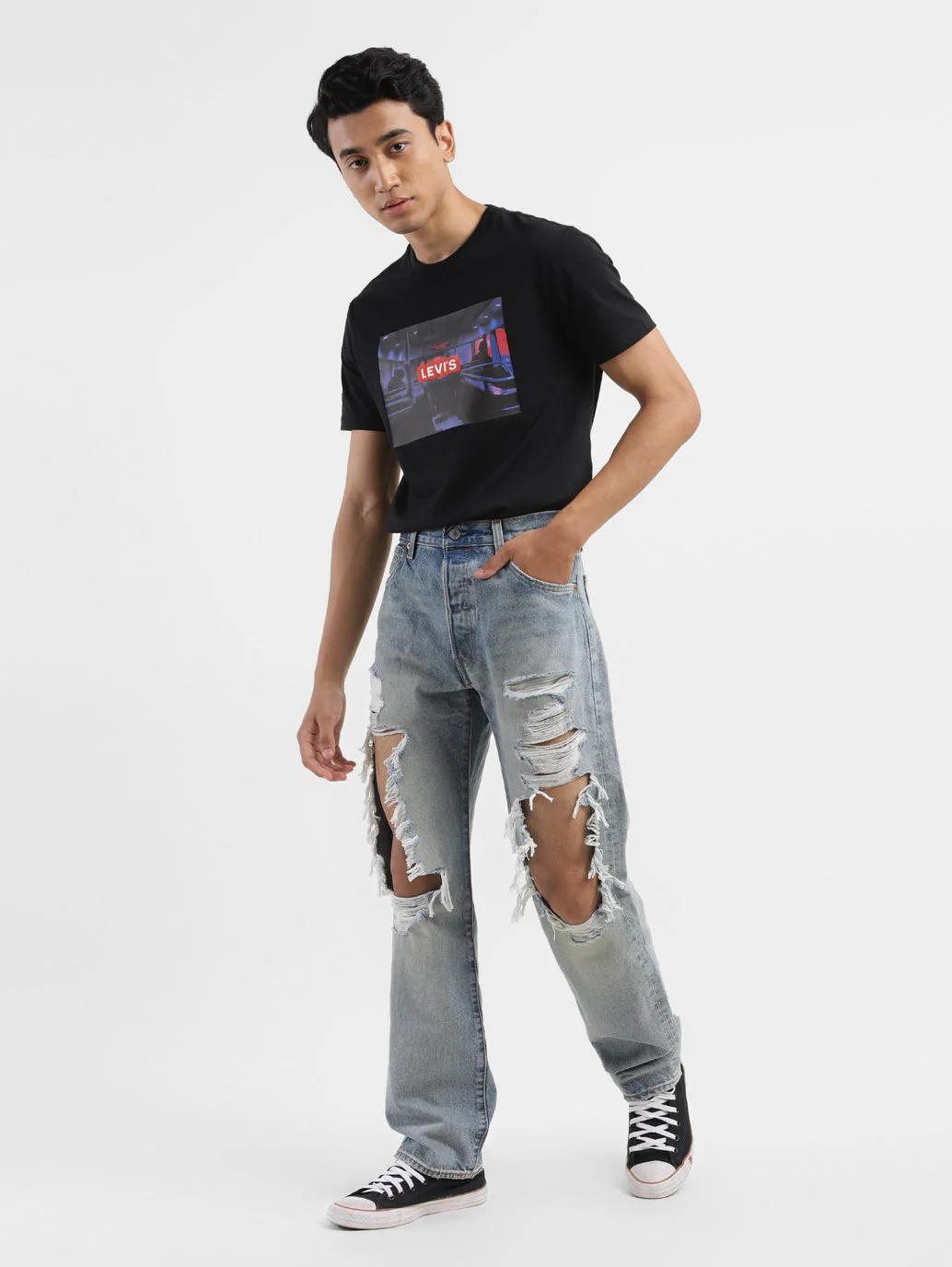 Men's 501'93 Blue Straight Fit Mid Rise Jeans - Image 9