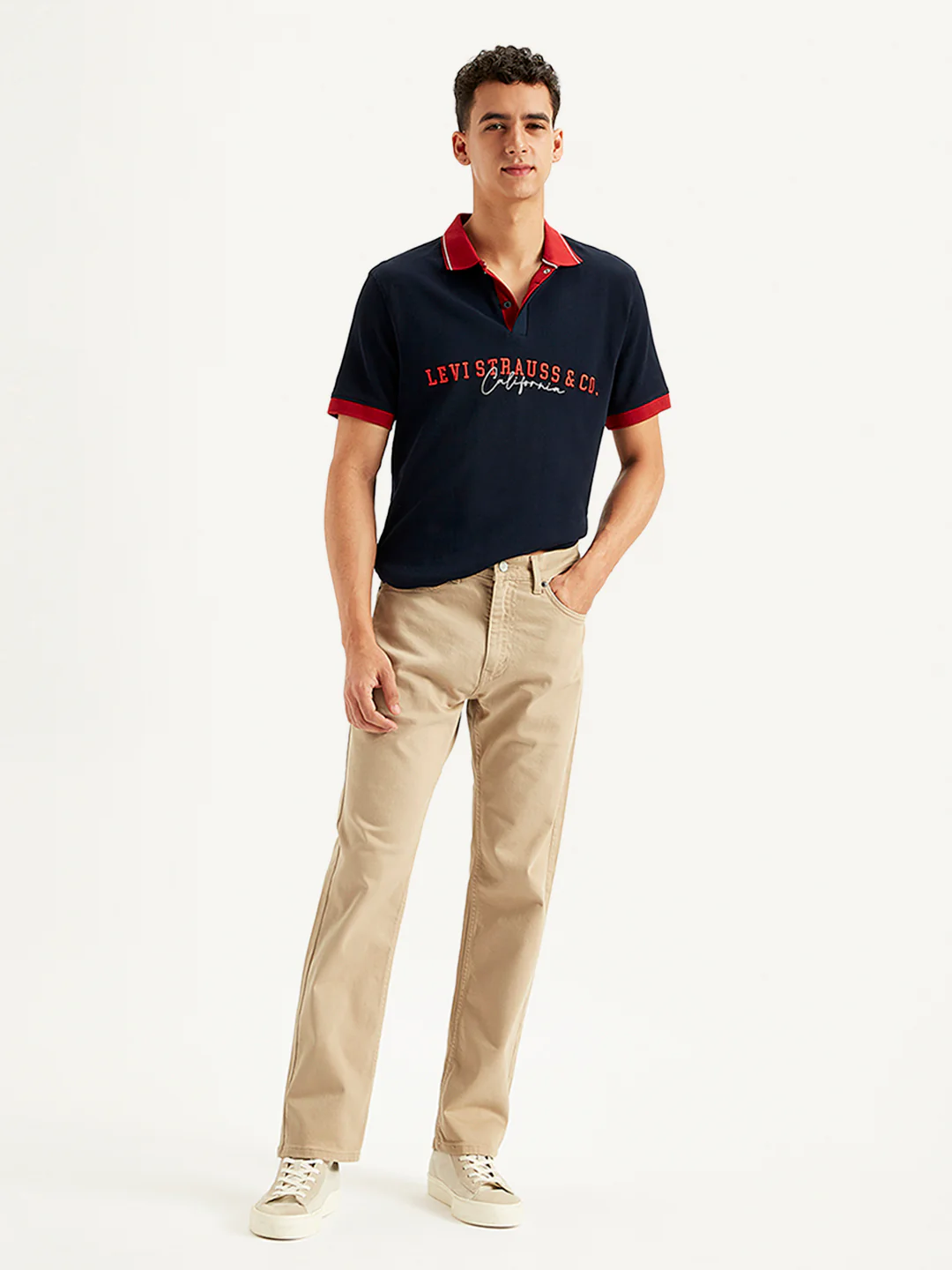 Men's 505 Beige Straight Fit Mid Rise Jeans - Image 7