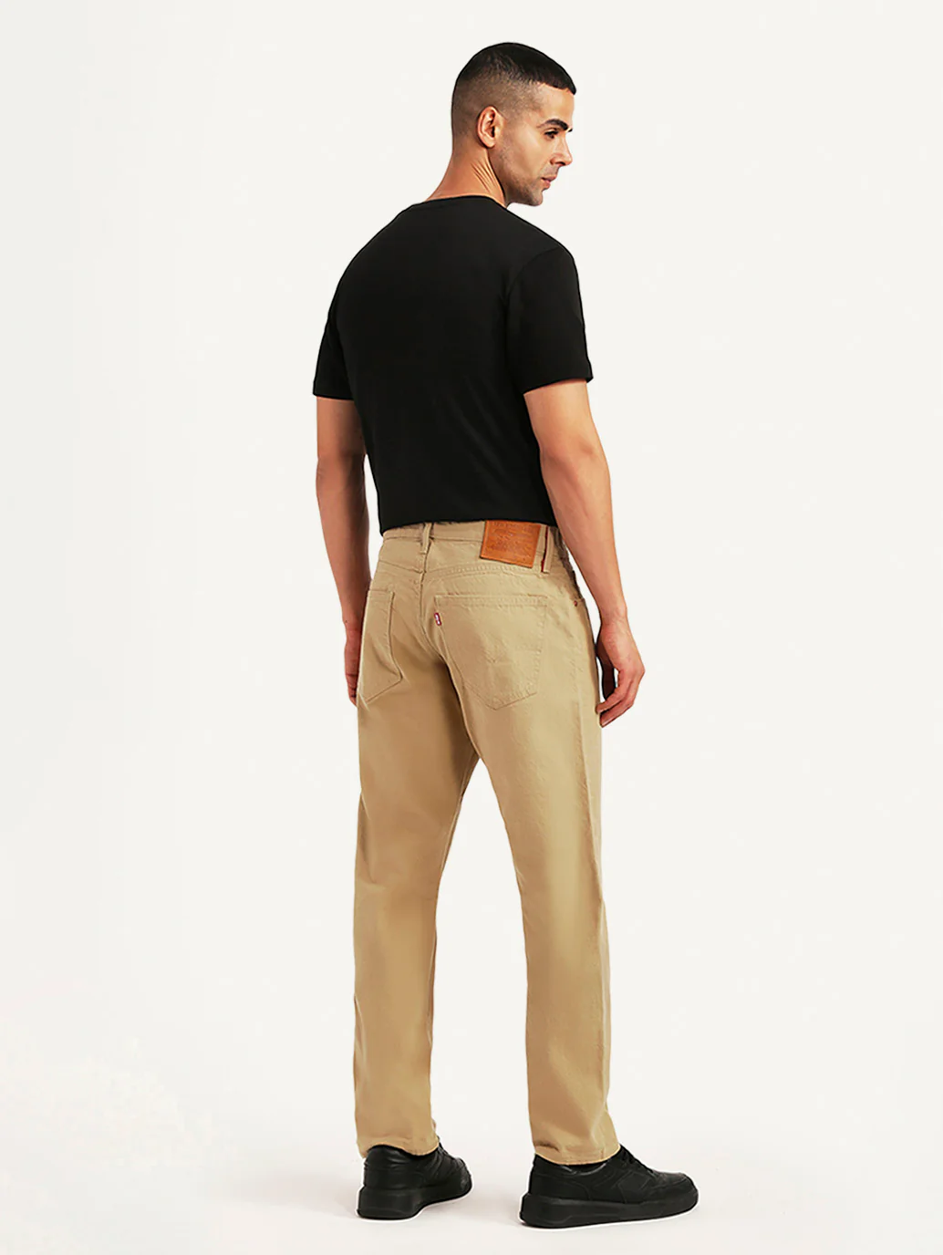 Men's 505 Beige Straight Fit Mid Rise Overdyed Jeans - Image 3