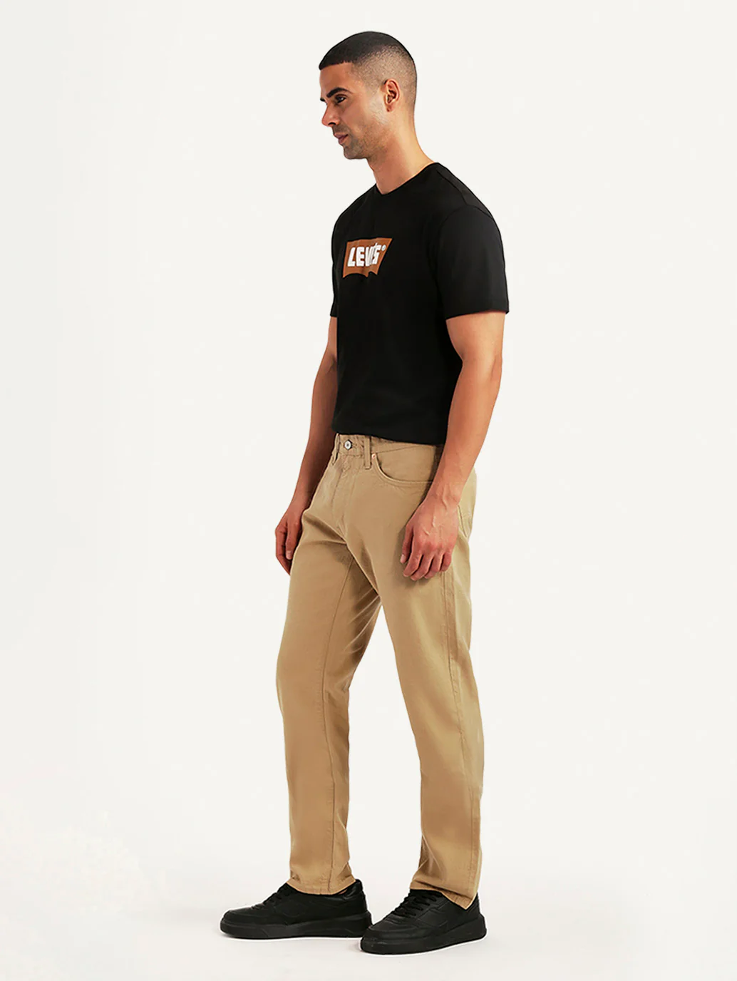 Men's 505 Beige Straight Fit Mid Rise Overdyed Jeans - Image 6