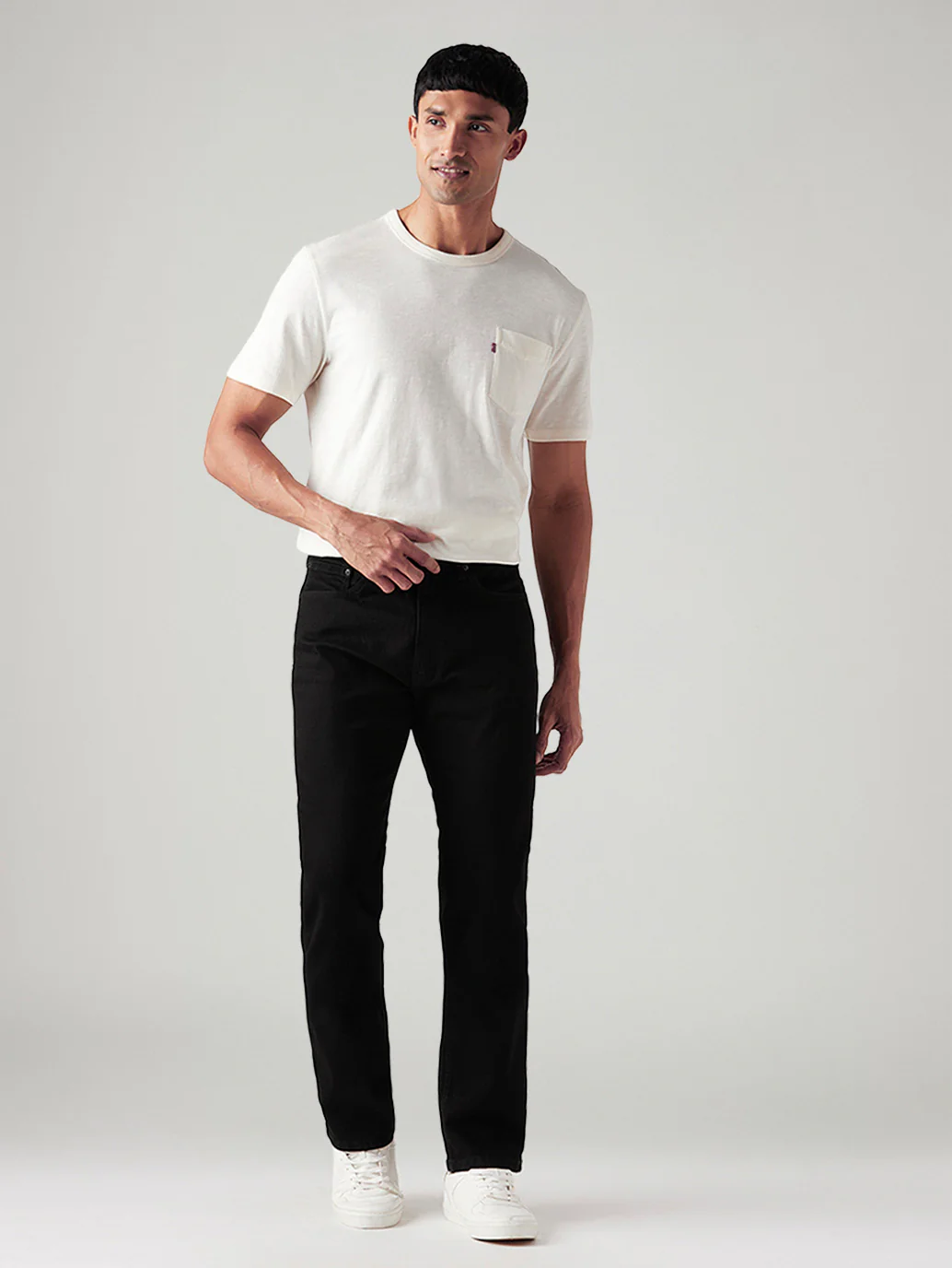 Men's 505 Black Straight Fit Mid Rise Jeans - Image 2