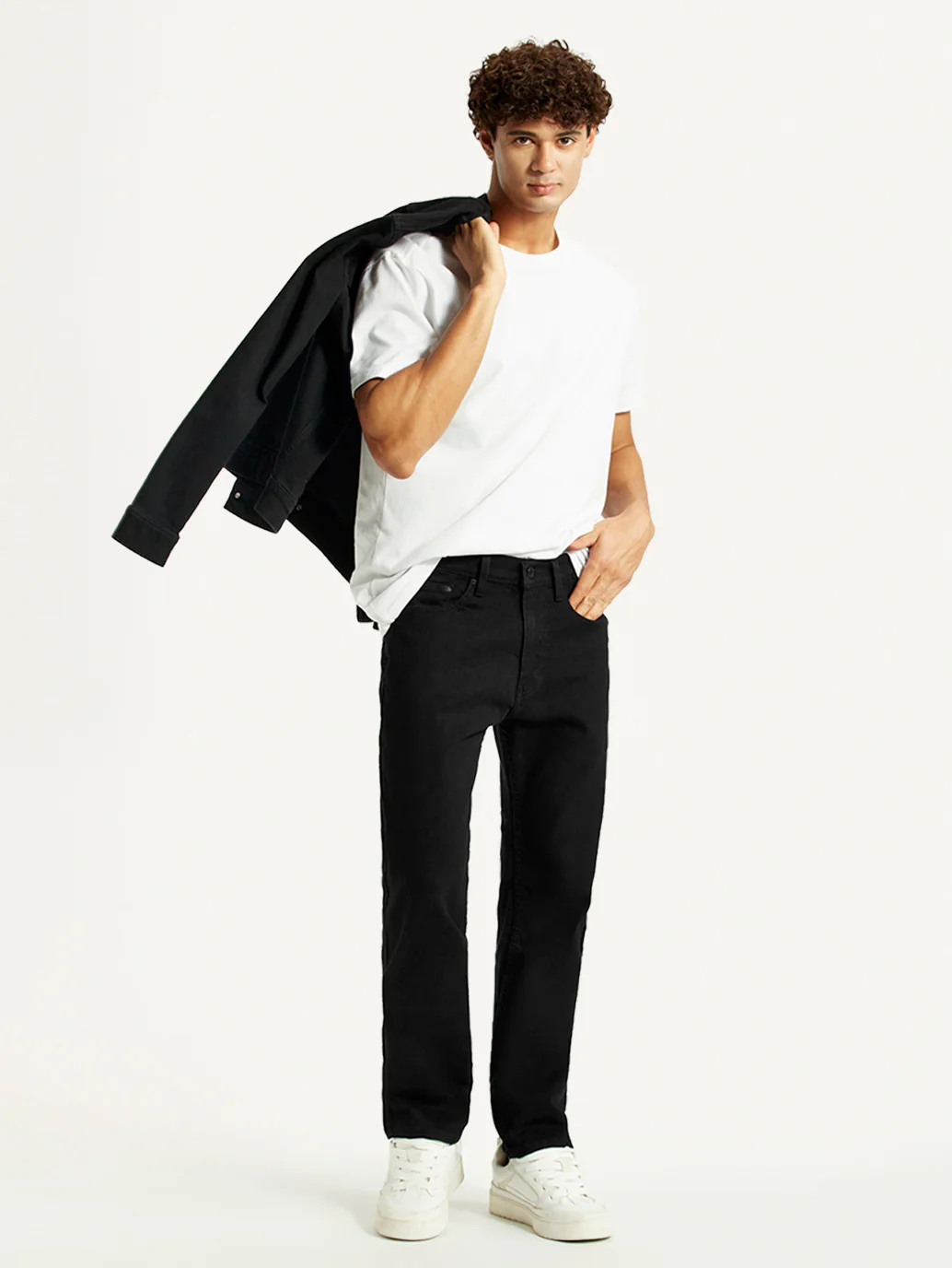 Men's 505 Black Straight Fit Mid Rise Jeans