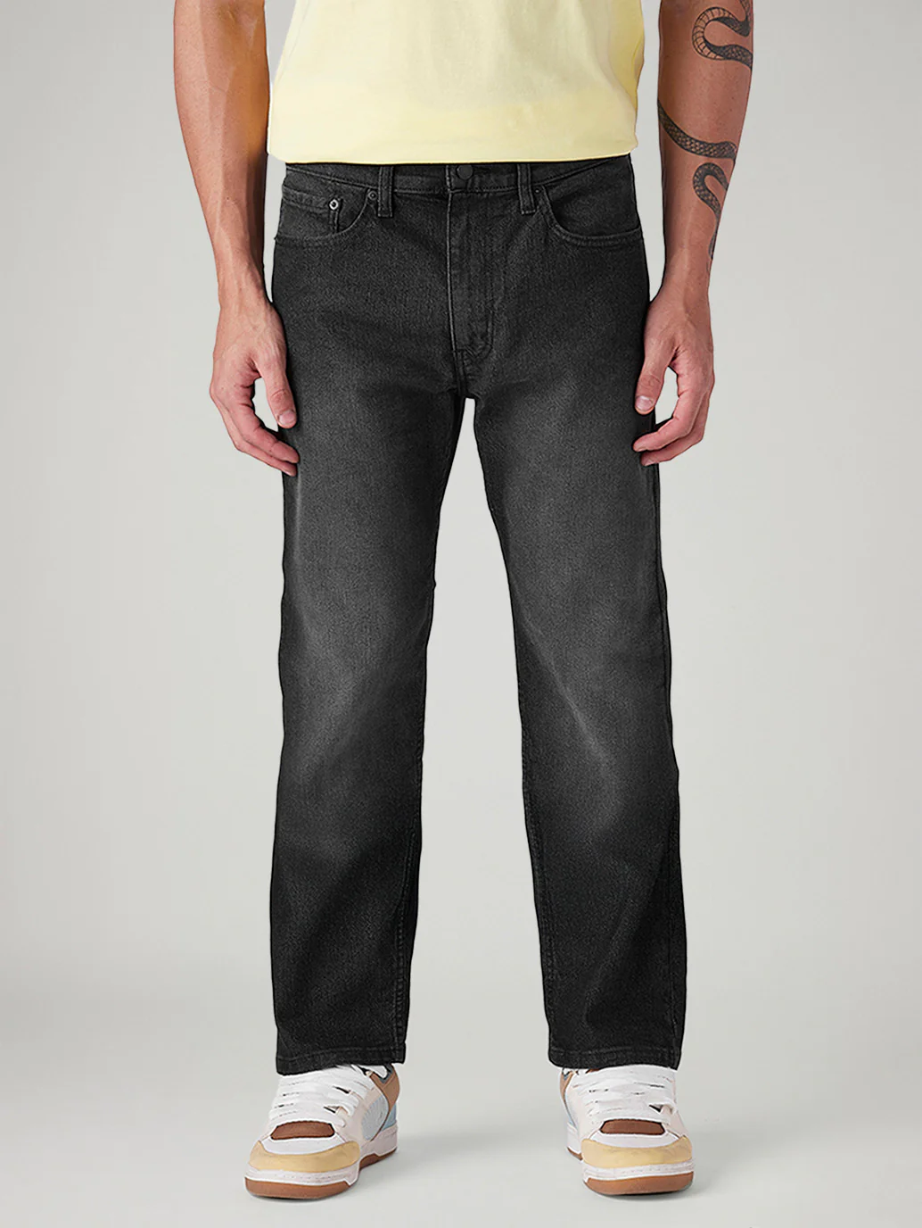 Men's 505 Black Straight Fit Mid Rise Jeans - Image 3