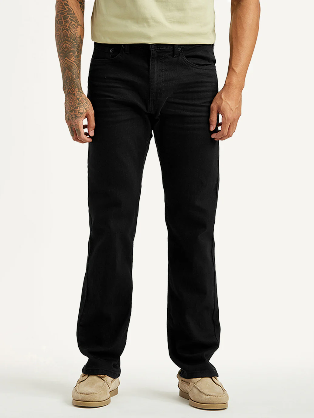 Men's 505 Black Straight Fit Mid Rise Jeans - Image 3