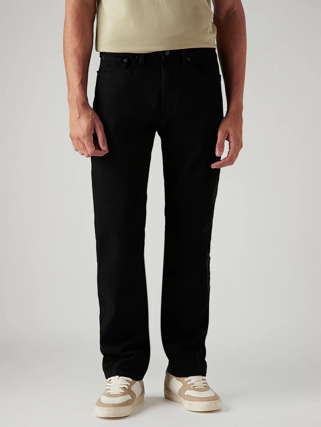 Men's 505 Black Straight Fit Mid Rise Jeans - Image 3