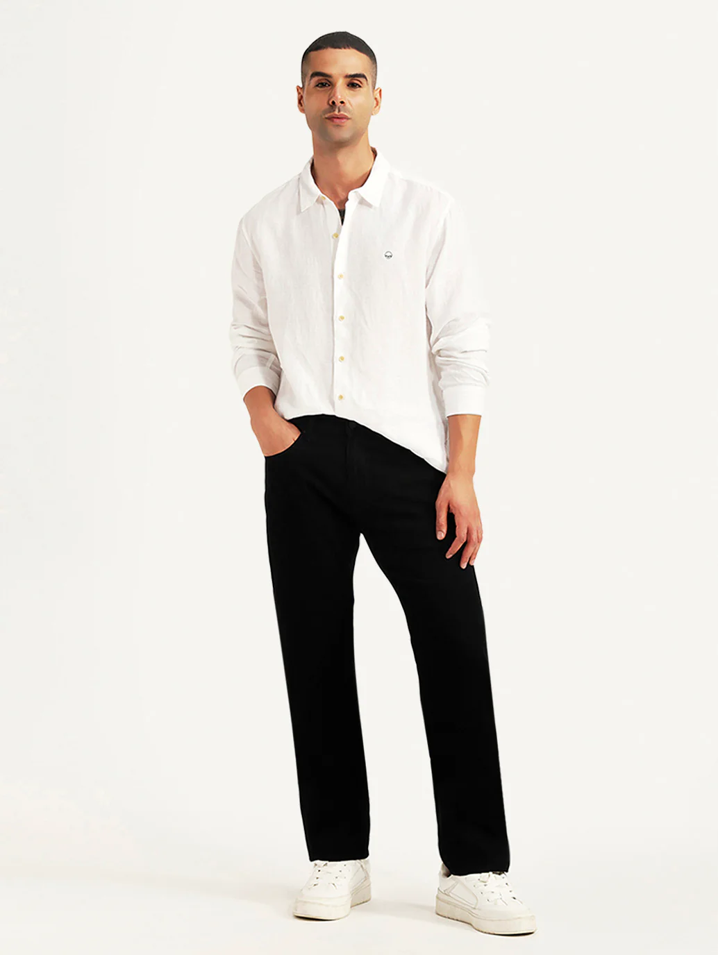 Men's Redloop 505 Black Straight Fit Mid Rise Jeans