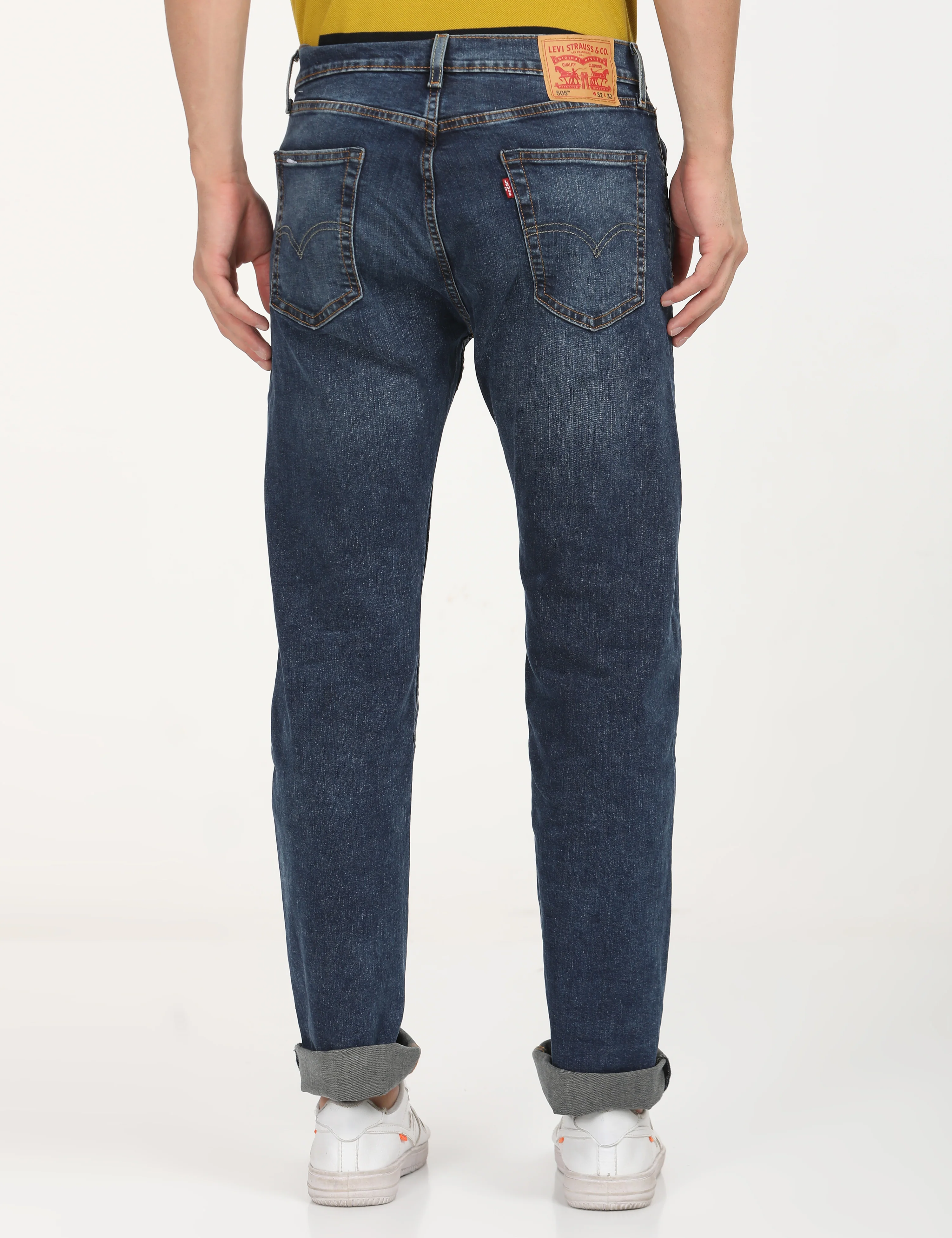 Men's 505 Blue Straight Fit Mid Rise Jeans - Image 5