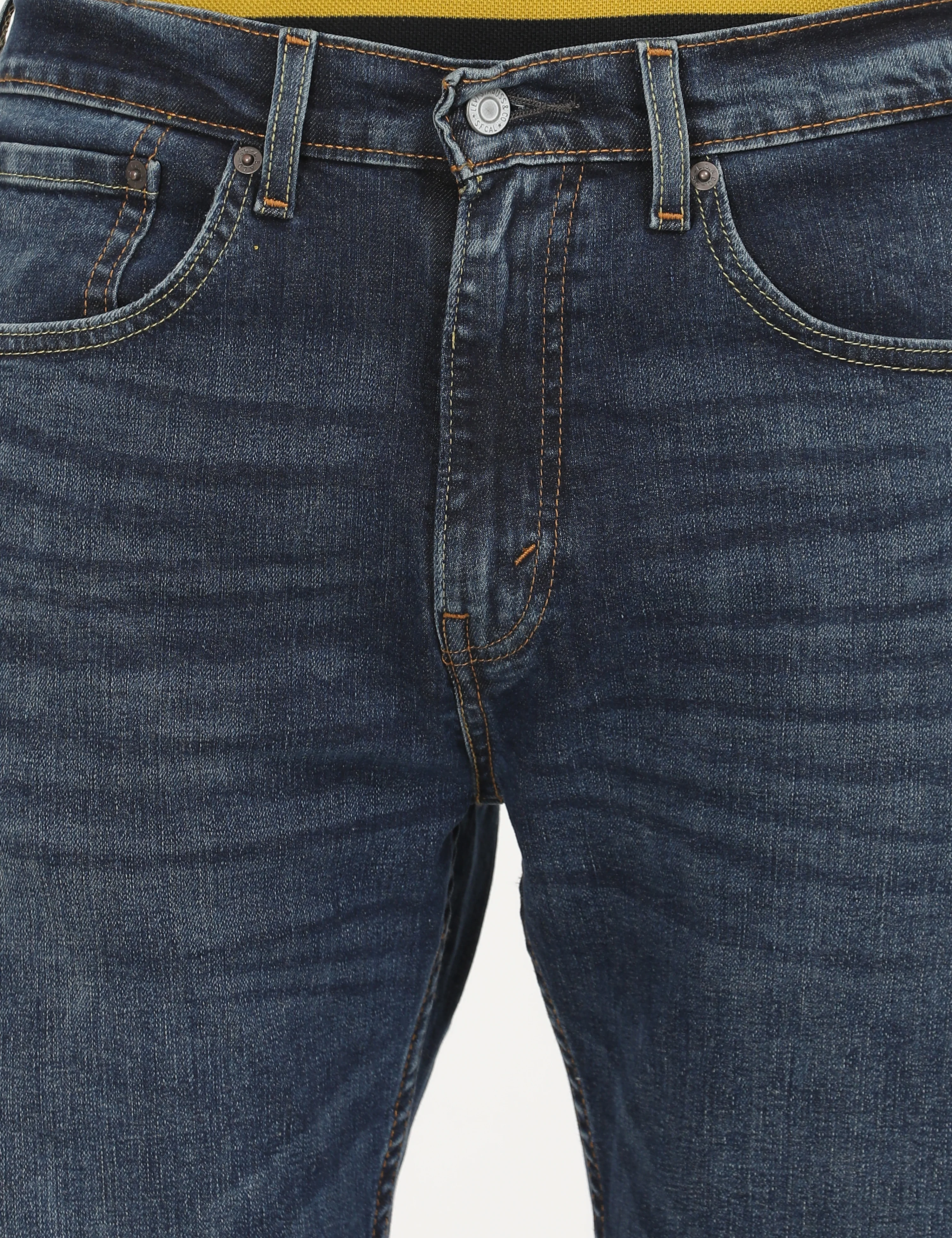 Men's 505 Blue Straight Fit Mid Rise Jeans - Image 6