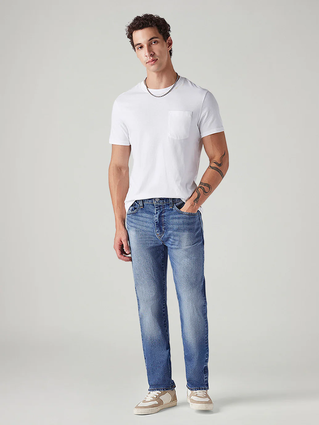Men's 505 Blue Straight Fit Mid Rise Commuter Jeans