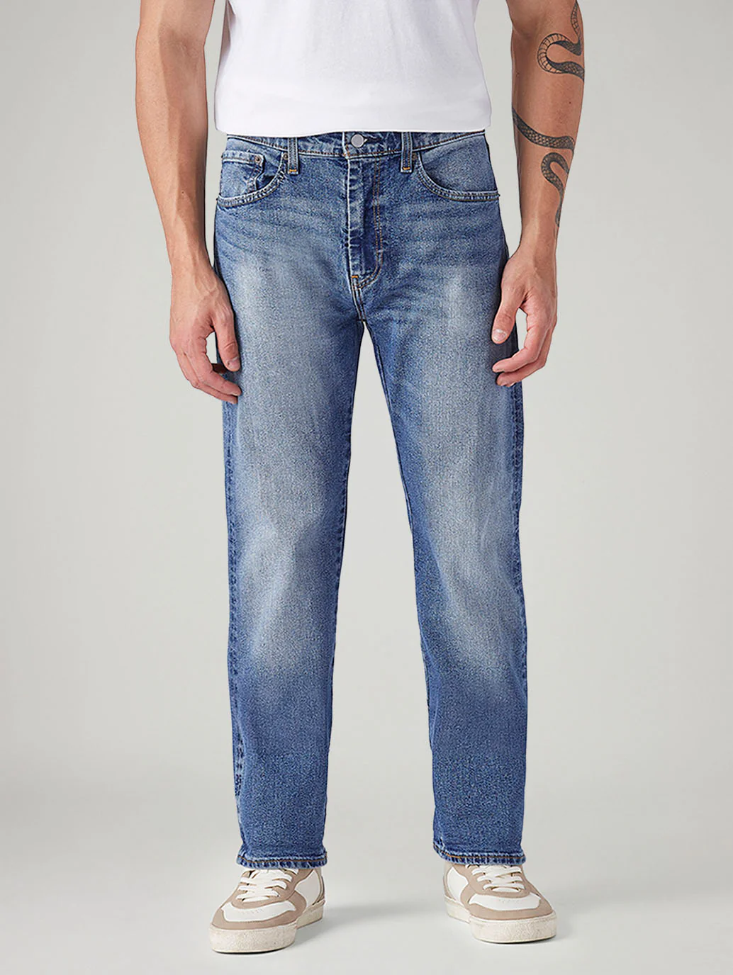 Men's 505 Blue Straight Fit Mid Rise Commuter Jeans - Image 2