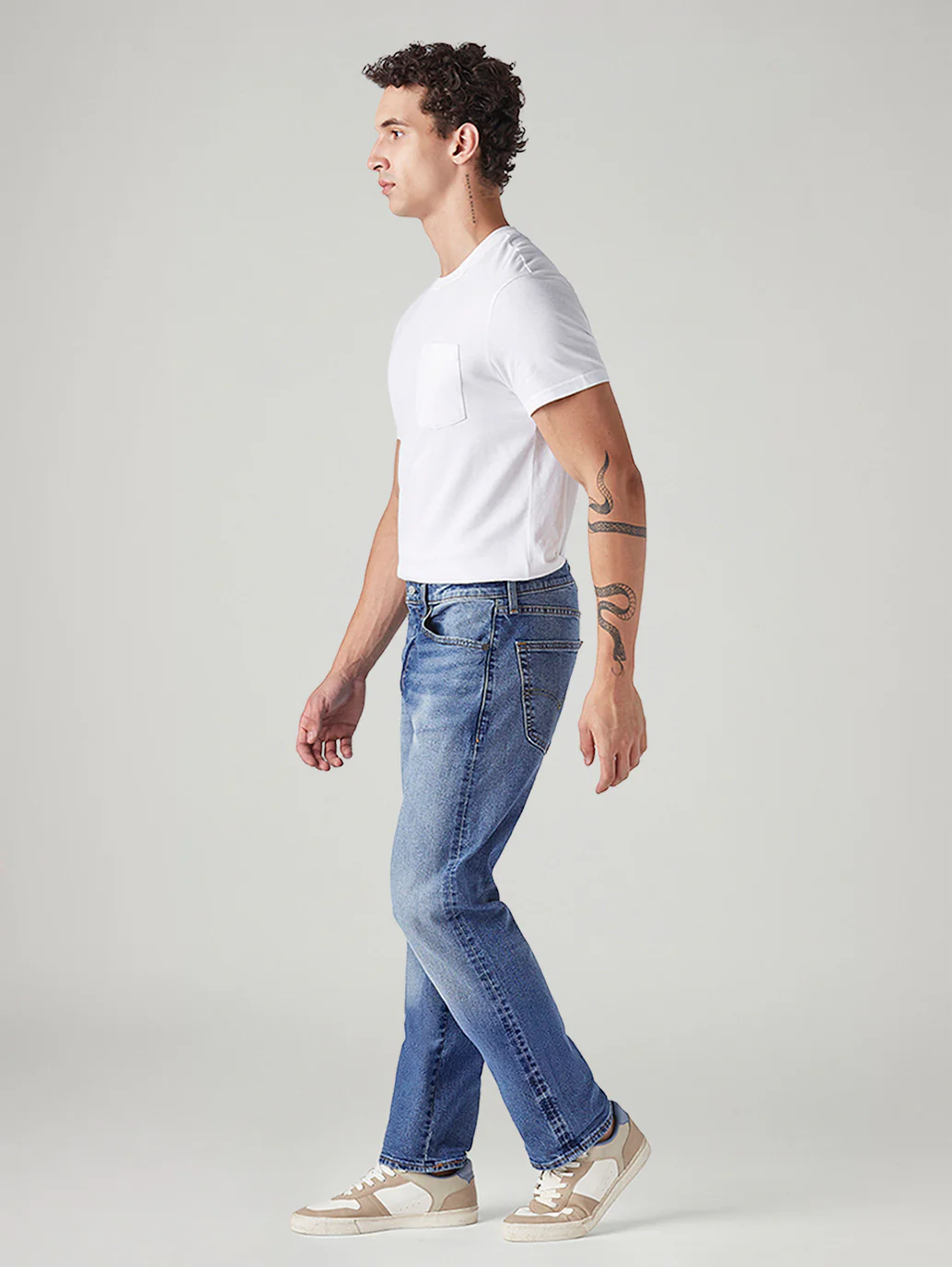 Men's 505 Blue Straight Fit Mid Rise Commuter Jeans - Image 6