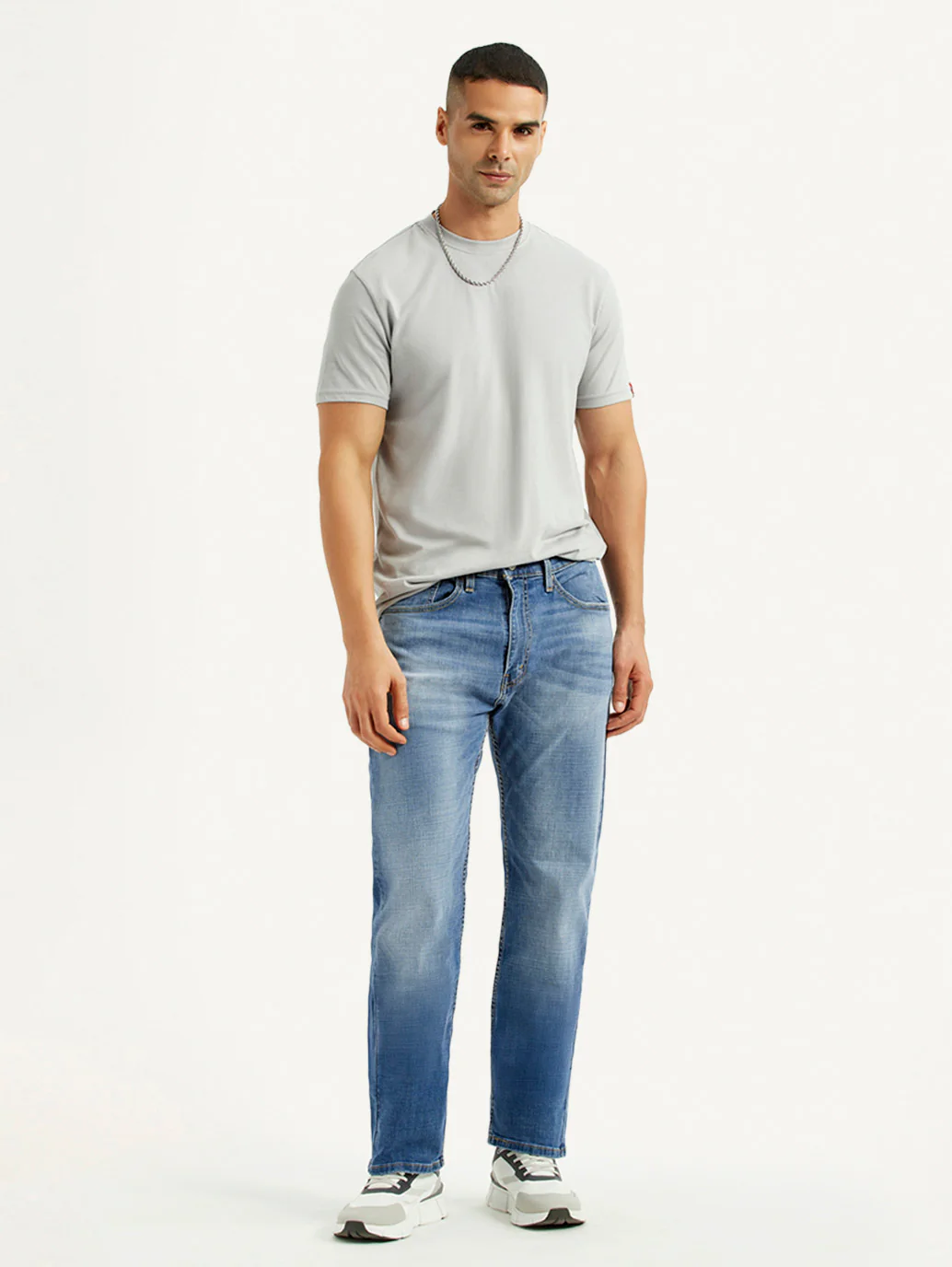 Men's 505 Blue Straight Fit Mid Rise Jeans
