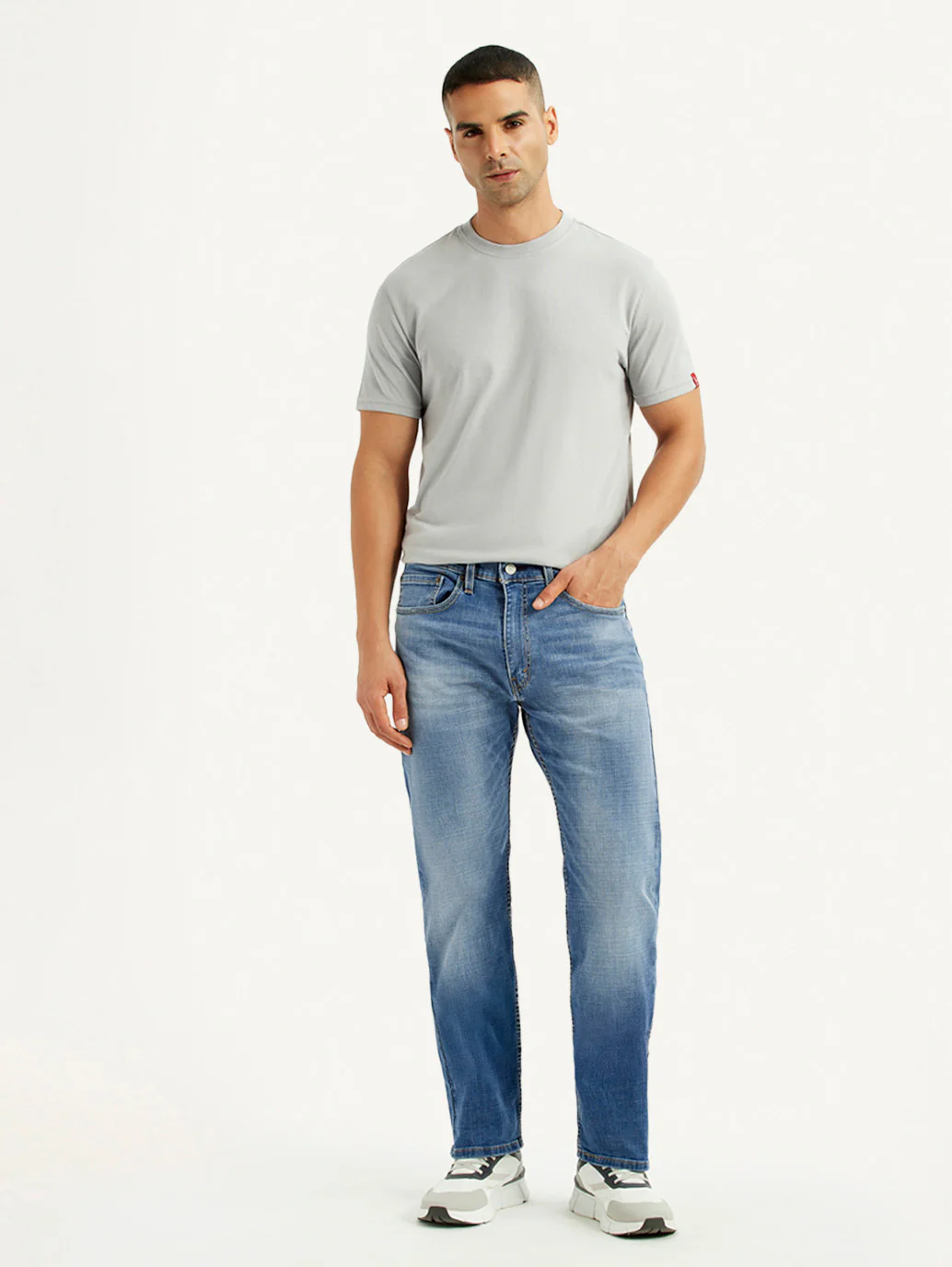 Men's 505 Blue Straight Fit Mid Rise Jeans - Image 2