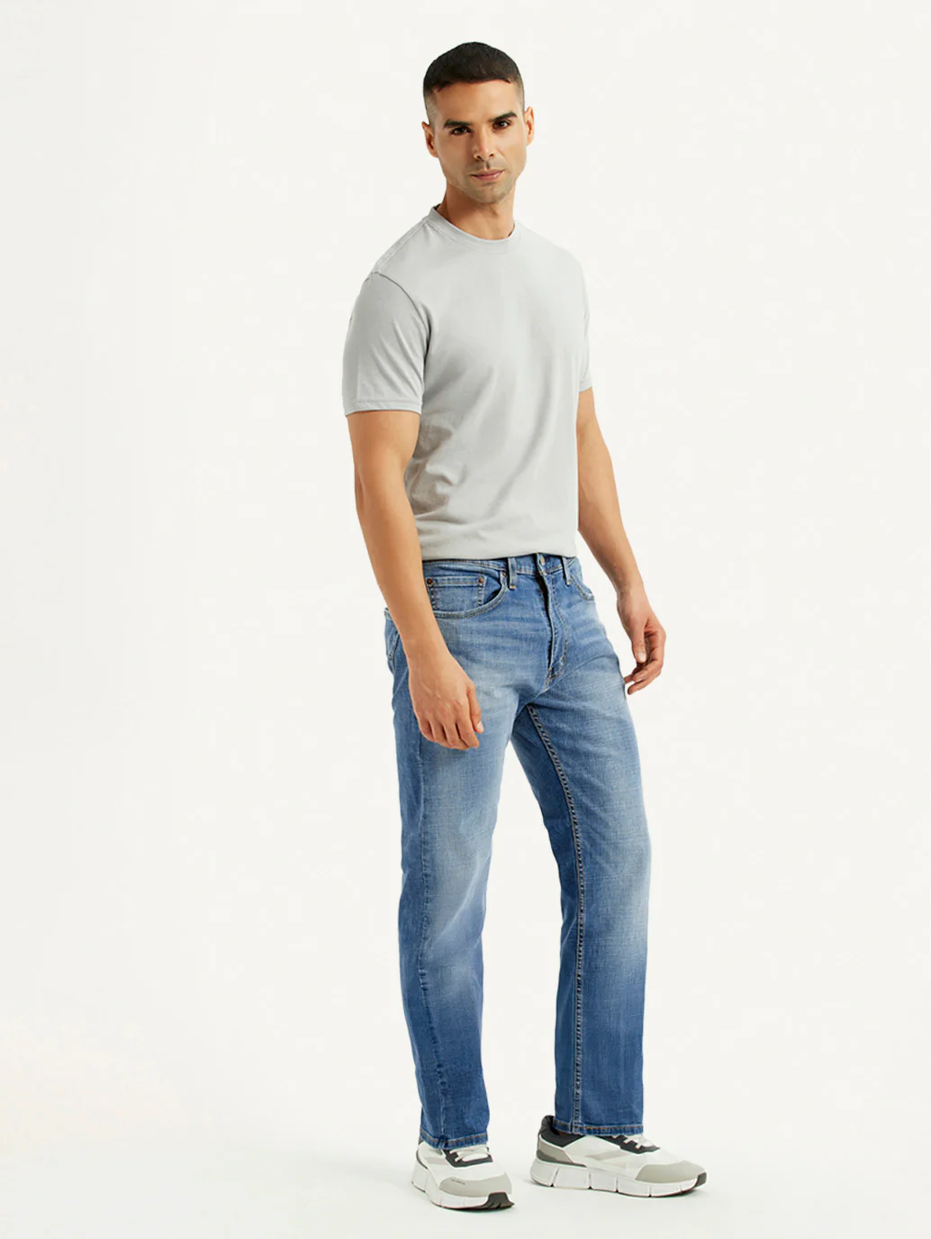 Men's 505 Blue Straight Fit Mid Rise Jeans - Image 7