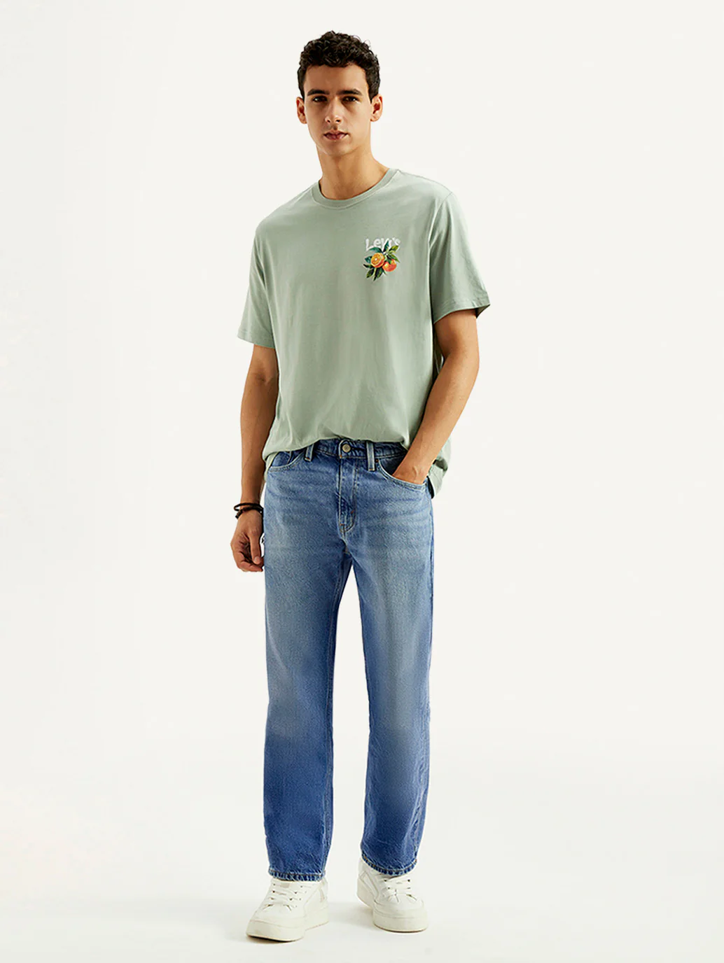 Men's 505 Blue Straight Fit Mid Rise Jeans