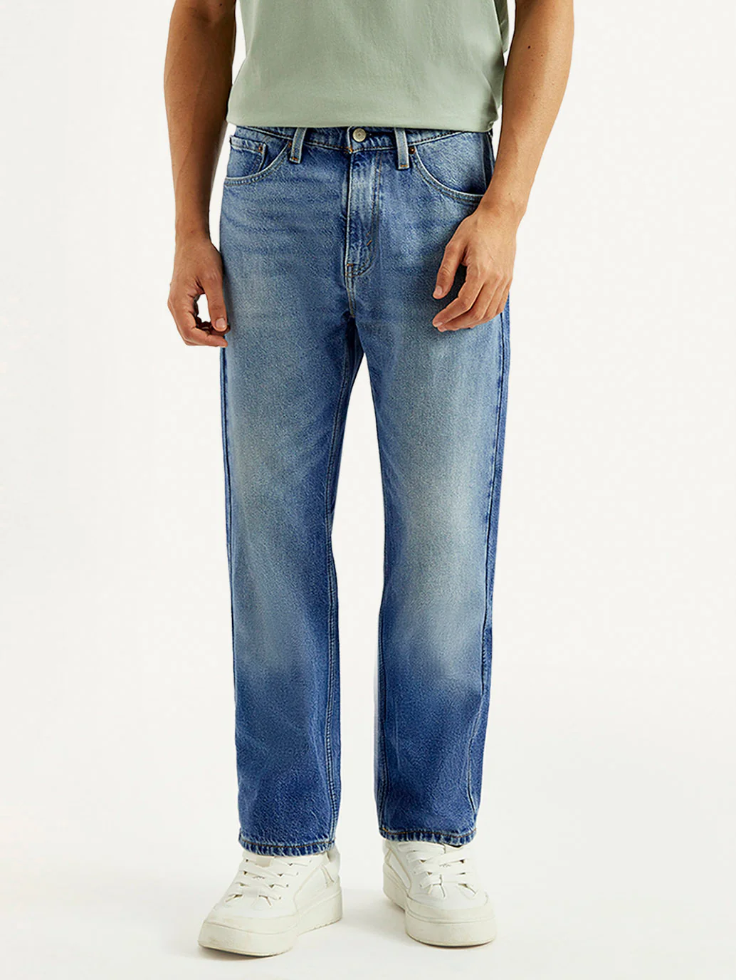 Men's 505 Blue Straight Fit Mid Rise Jeans - Image 3