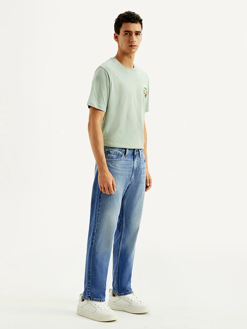 Men's 505 Blue Straight Fit Mid Rise Jeans - Image 7