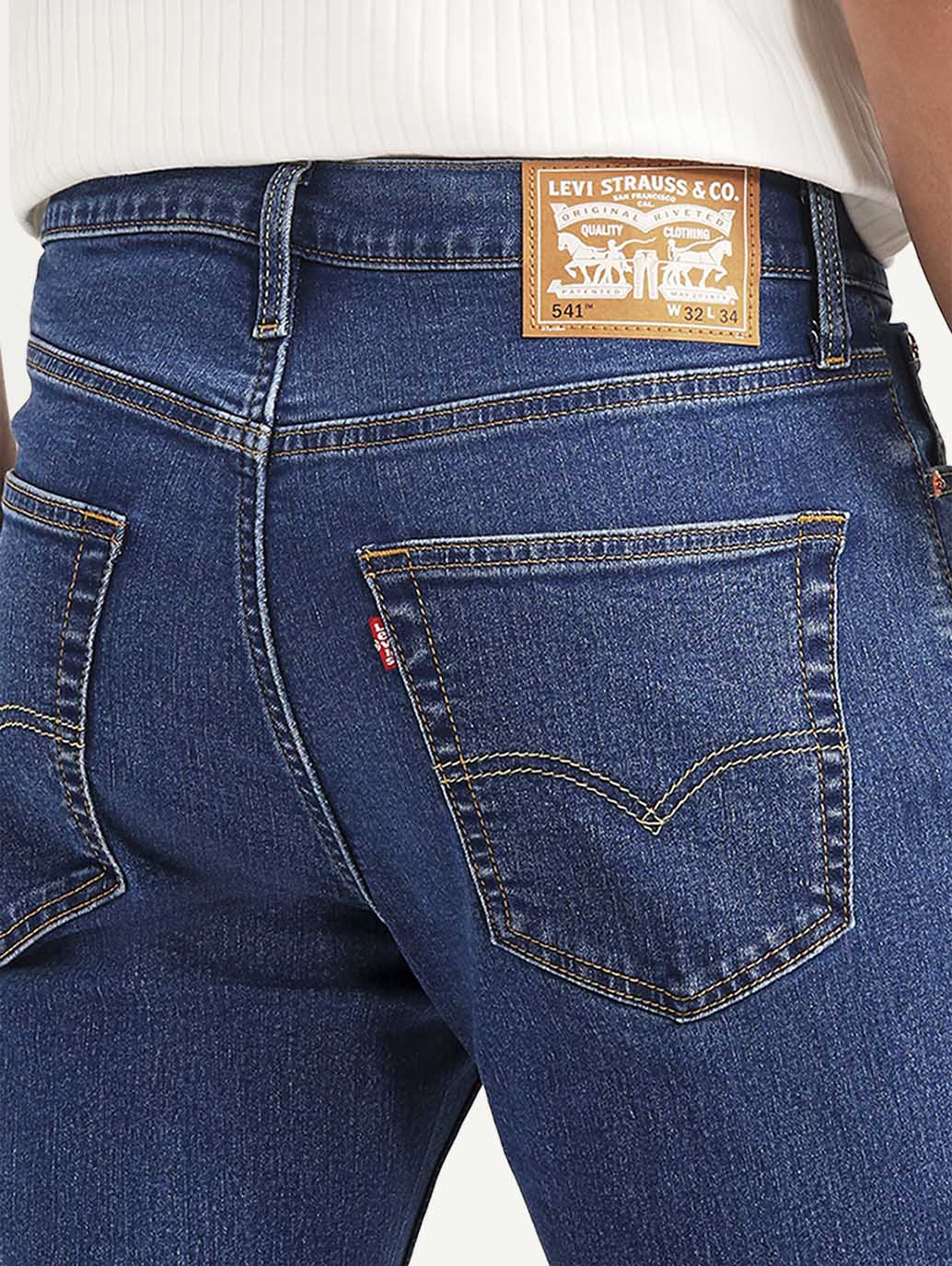 Men's 505 Blue Straight Fit Mid Rise Jeans - Image 6