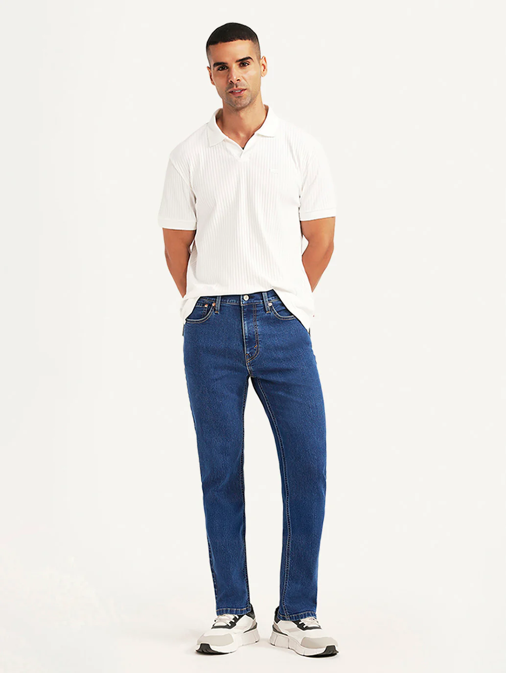 Men's 505 Blue Straight Fit Mid Rise Jeans - Image 7