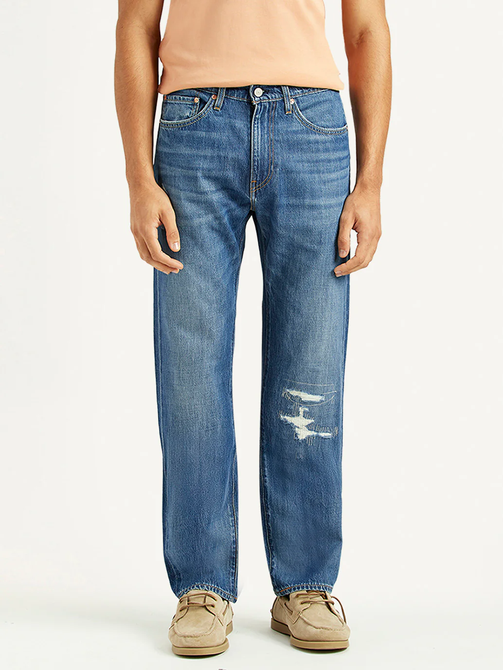 Men's 505 Blue Straight Fit Mid Rise Selvedge Jeans - Image 2