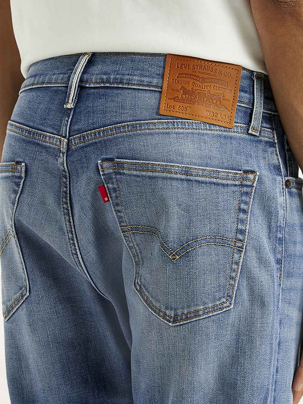 Men's 505 Blue Straight Fit Mid Rise Selvedge Jeans - Image 5
