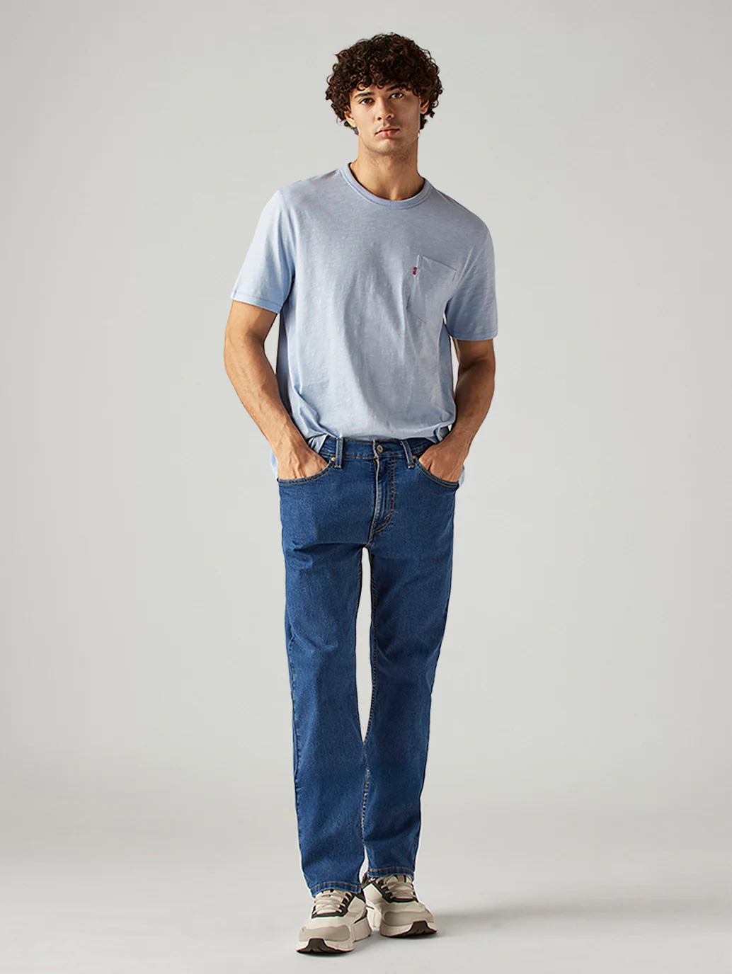 Men's 505 Blue Straight Fit Mid Rise Jeans
