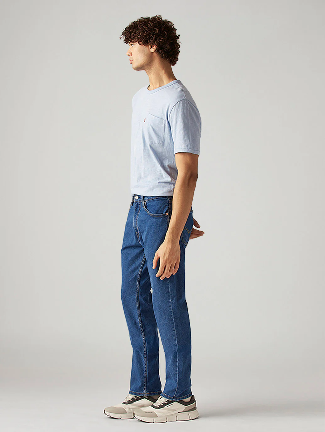 Men's 505 Blue Straight Fit Mid Rise Jeans - Image 6