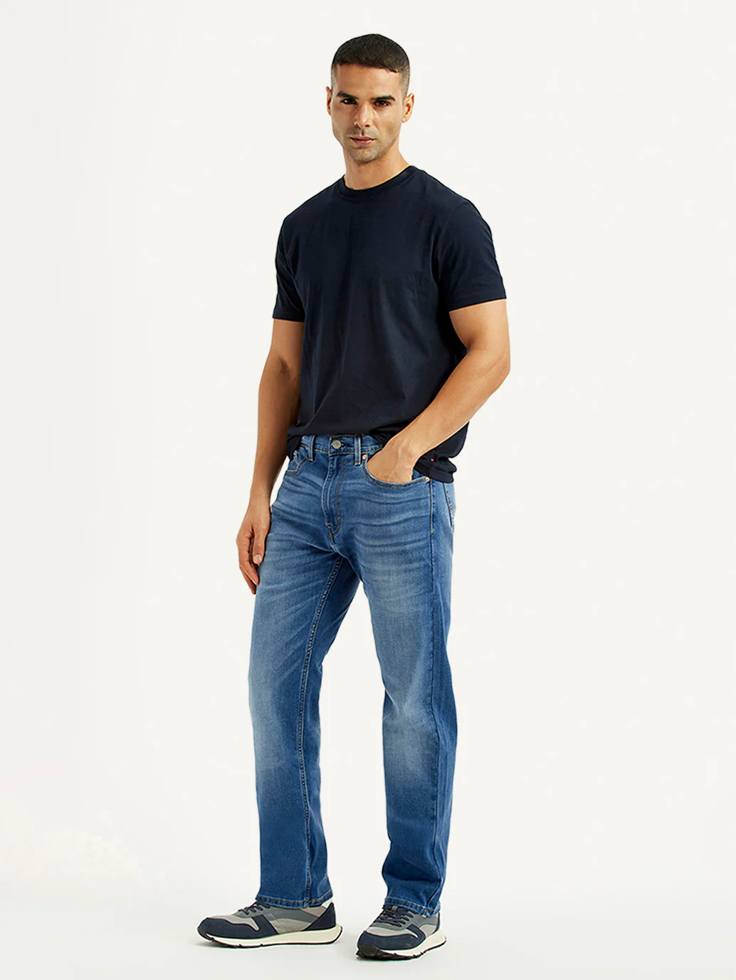 Men's 505 Blue Straight Fit Mid Rise Jeans