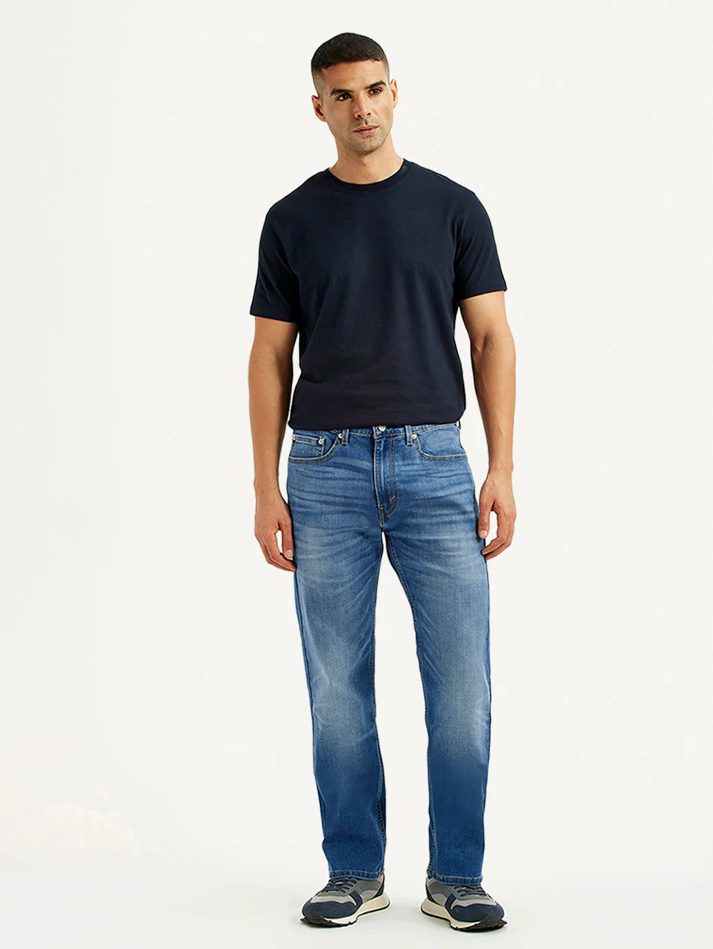 Men's 505 Blue Straight Fit Mid Rise Jeans - Image 2