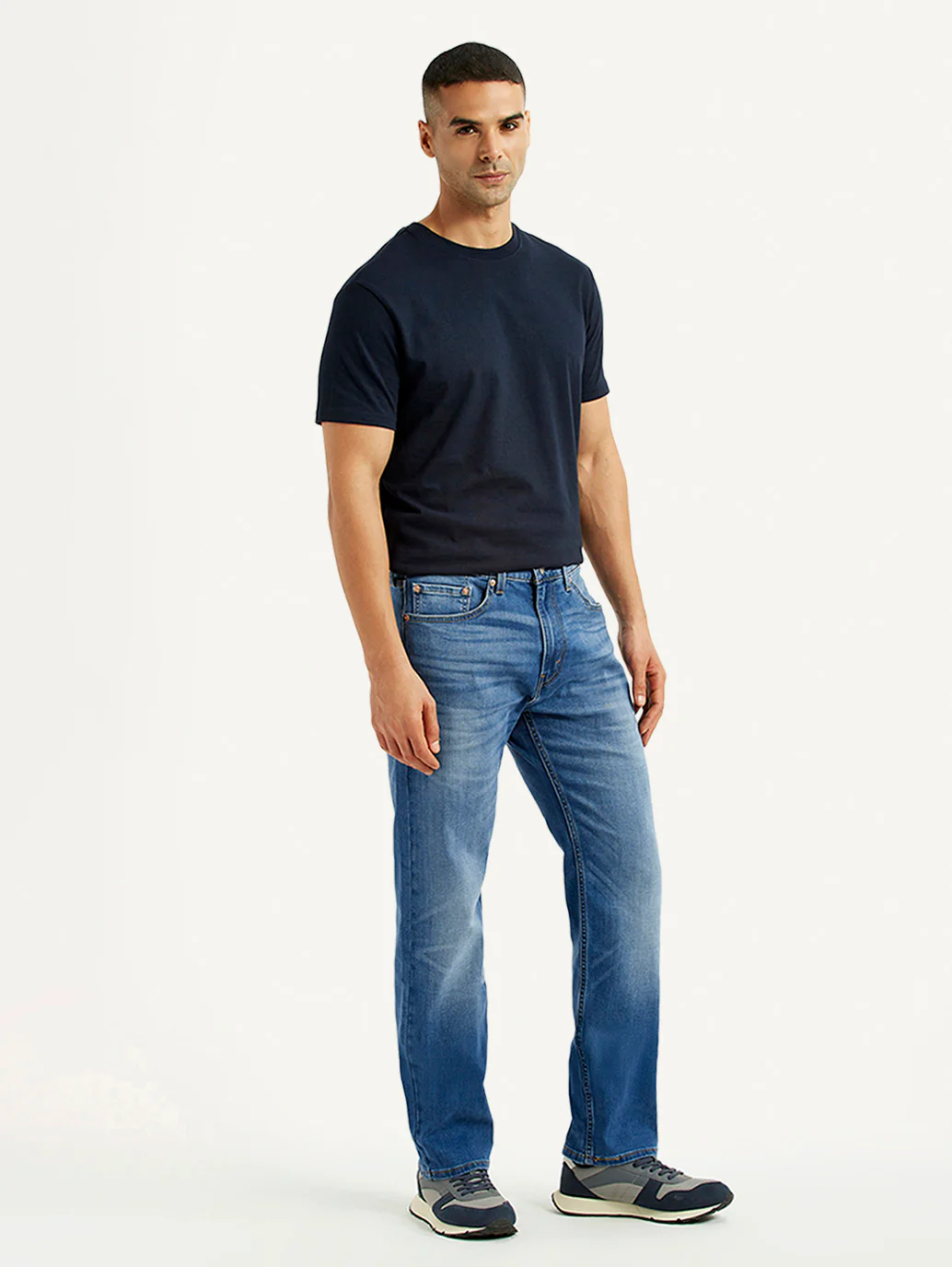 Men's 505 Blue Straight Fit Mid Rise Jeans - Image 7