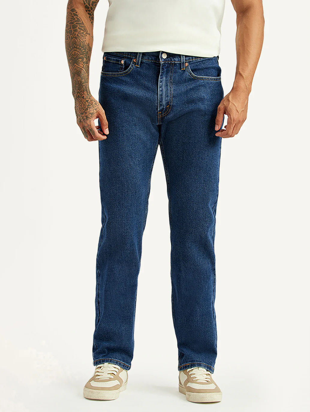 Men's 505 Blue Straight Fit Mid Rise Jeans - Image 2