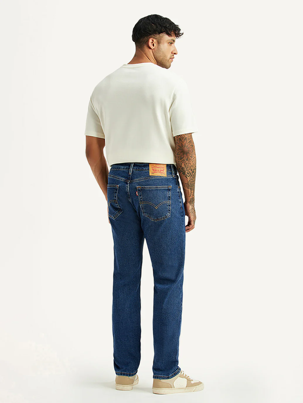 Men's 505 Blue Straight Fit Mid Rise Jeans - Image 3