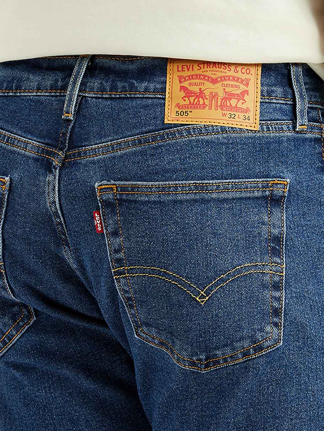 Men's 505 Blue Straight Fit Mid Rise Jeans - Image 5